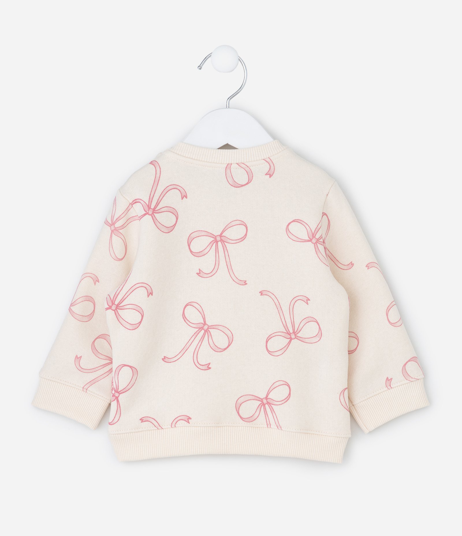 Conjunto Infantil em Moletom com Estampa de Laços – Tam 0 a 18 Meses Off White 4