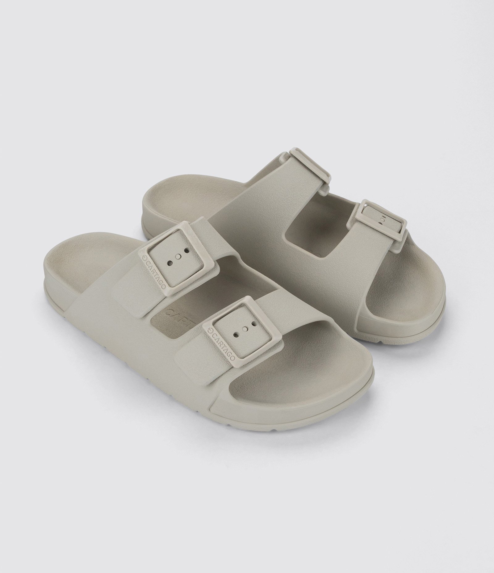Chinelo Slide Cartago Torino em PVC com Duas Fivelas Bege Claro 1