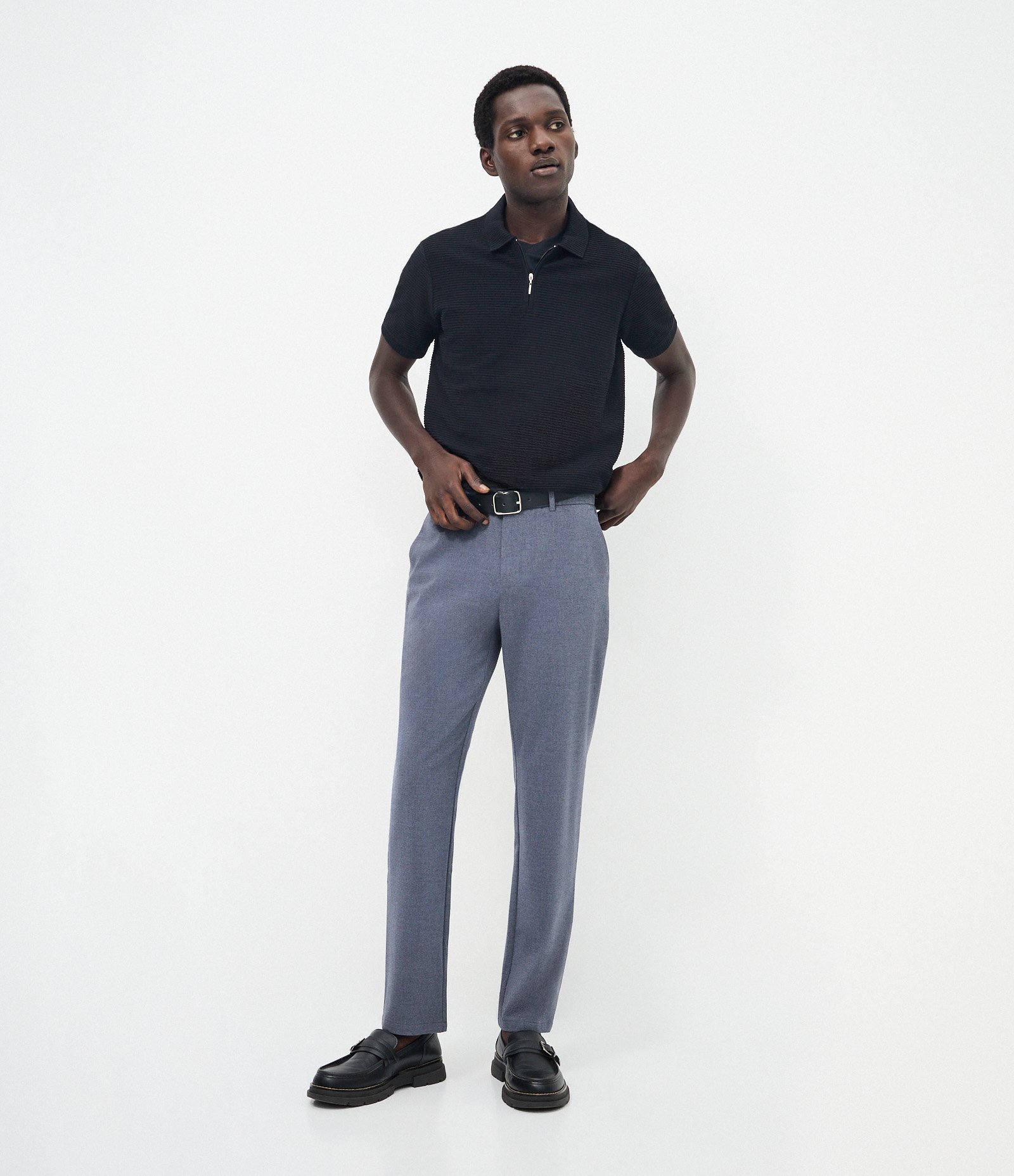 Calça em Viscose Alfaiatada com Cós Elástico Azul 1