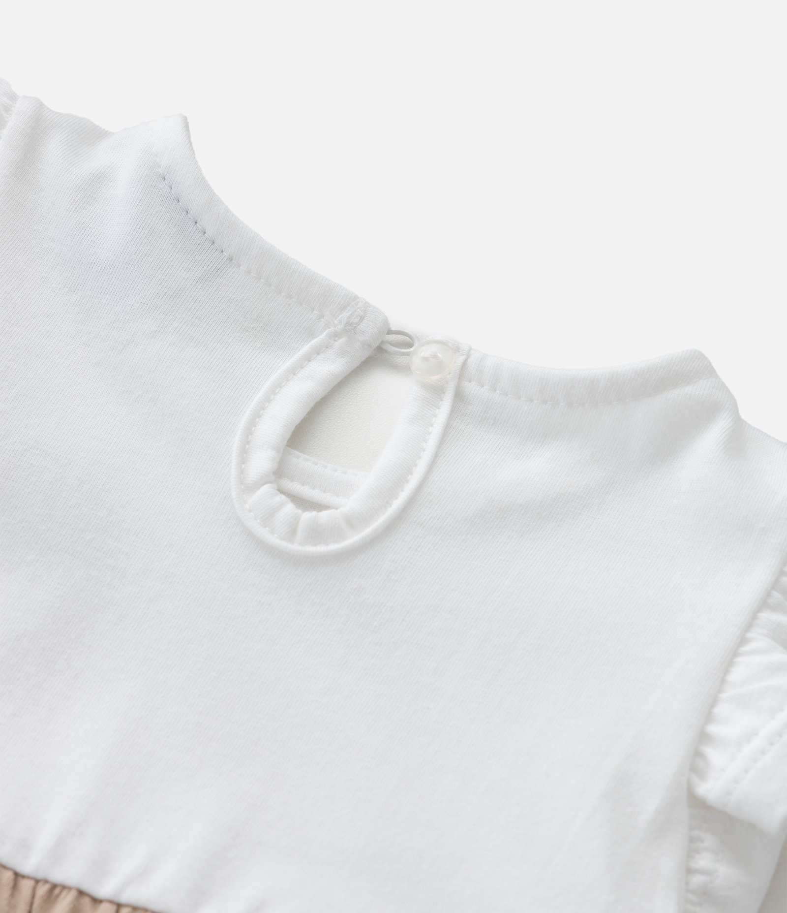 Vestido Infantil com Marias e Laço Aplicado – Tam RN a 18 Meses Branco/Bege/Vinho 4