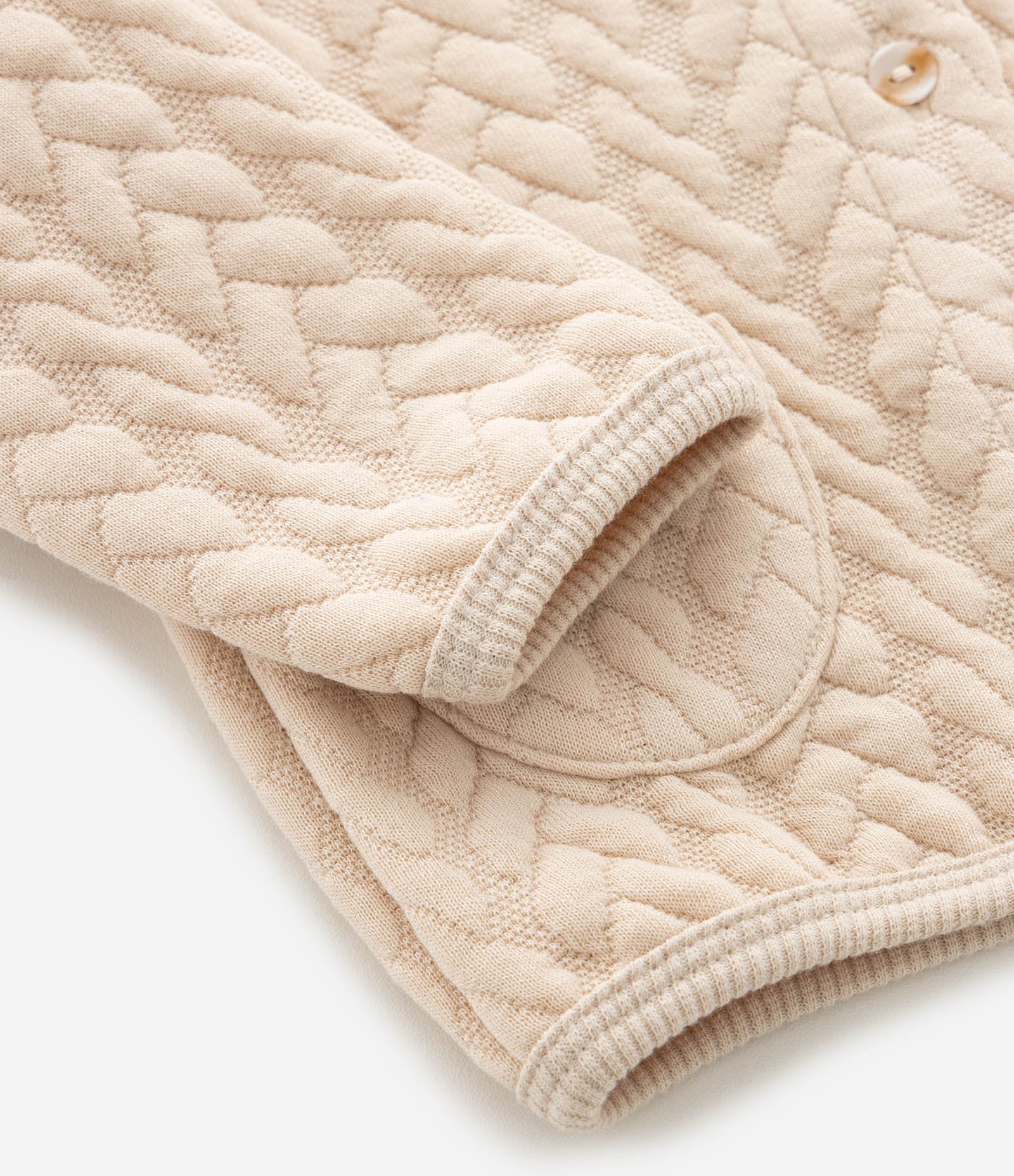 Casaco Infantil em Malha com Efeito Tricô e Botões Frontais – Tam 0 a 18 Meses Bege 5