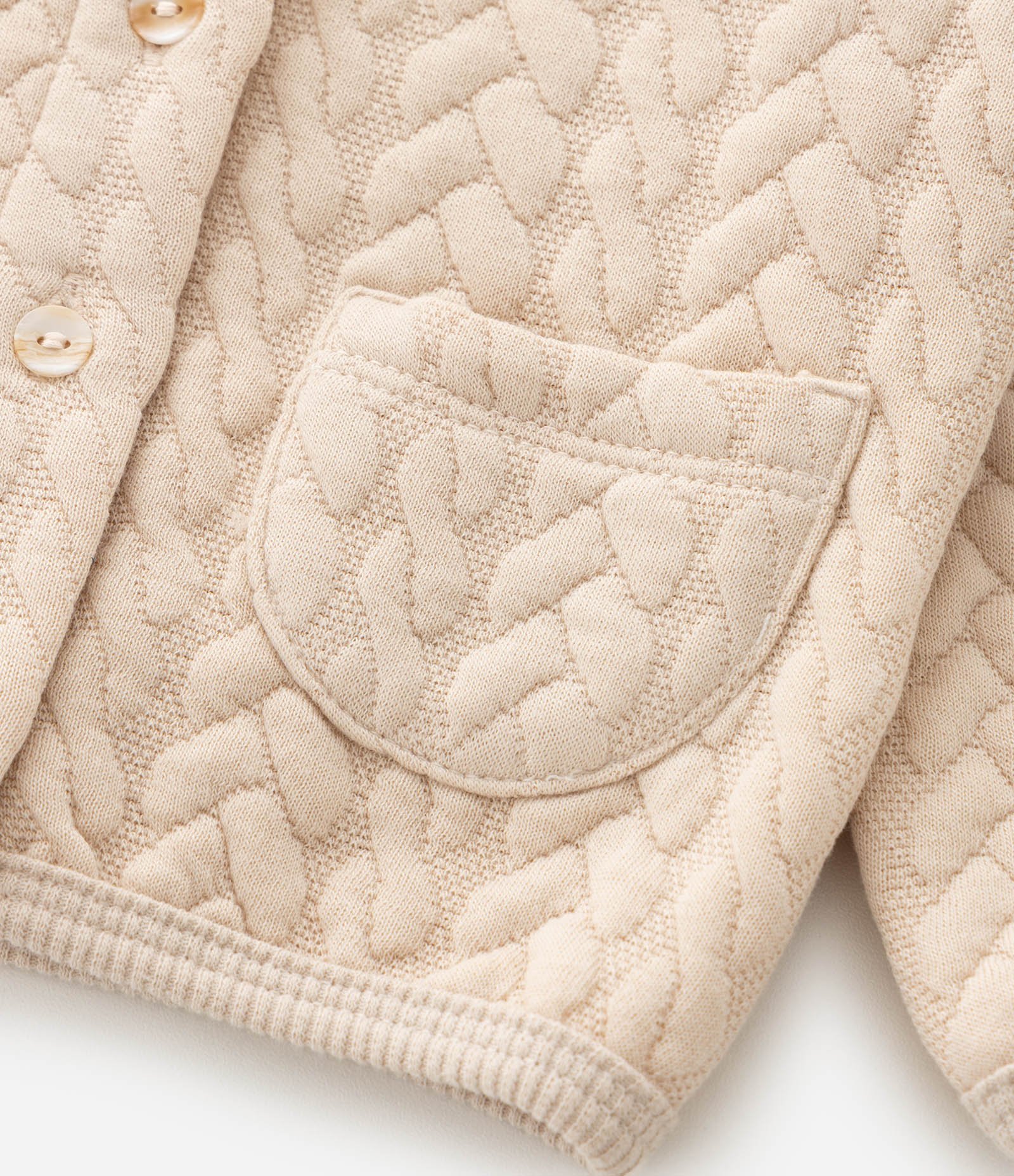 Casaco Infantil em Malha com Efeito Tricô e Botões Frontais – Tam 0 a 18 Meses Bege 6