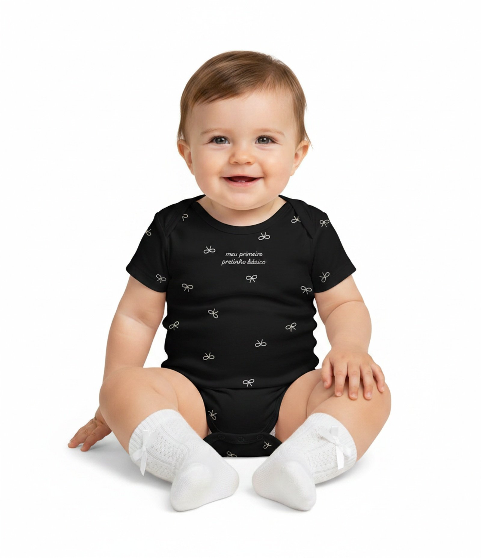 Body Bebê com Estampa Laços – Tam 0 a 18 Meses Preto 1