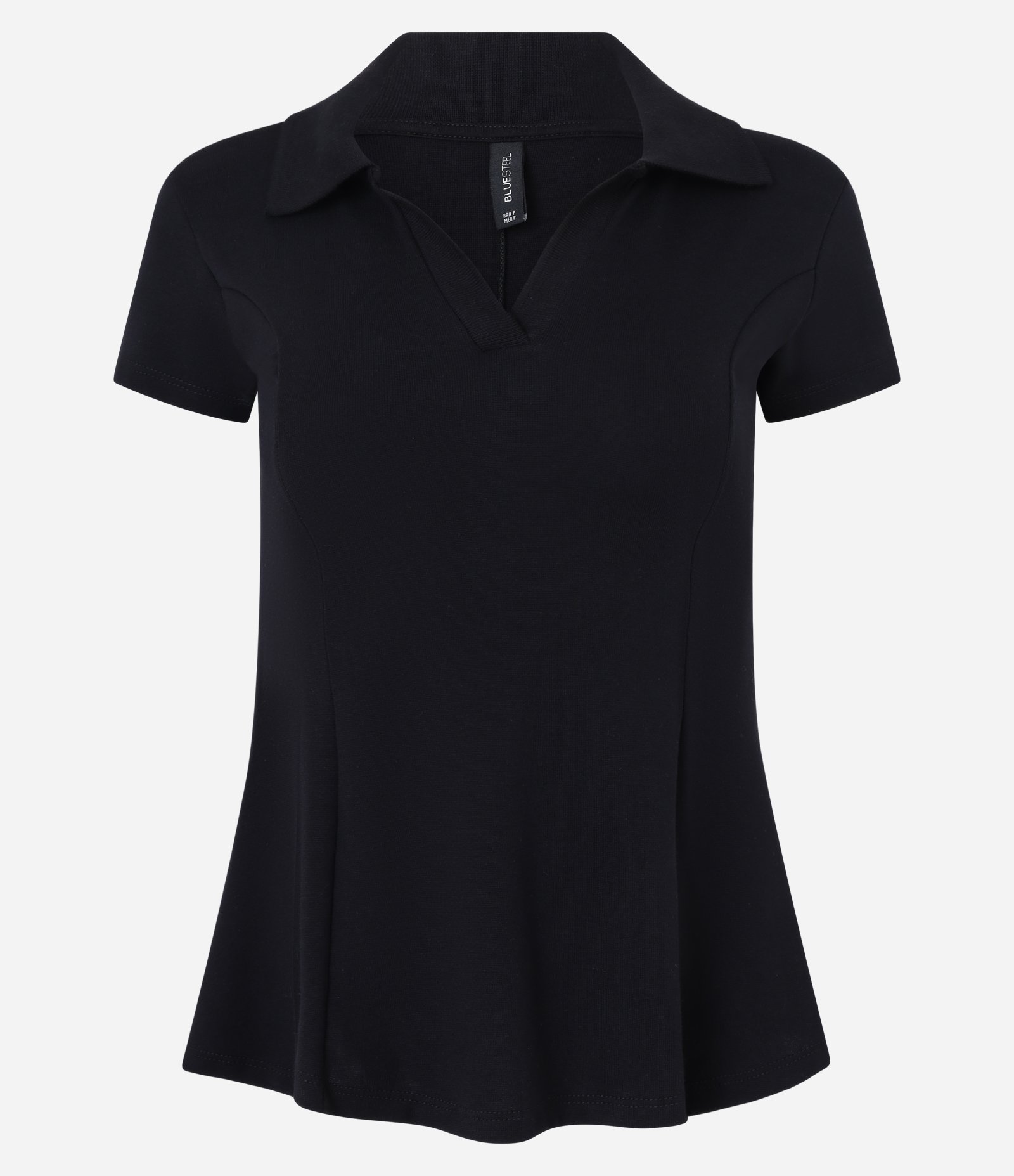 Blusa Peplum em Ribana com Gola Polo Preto 4