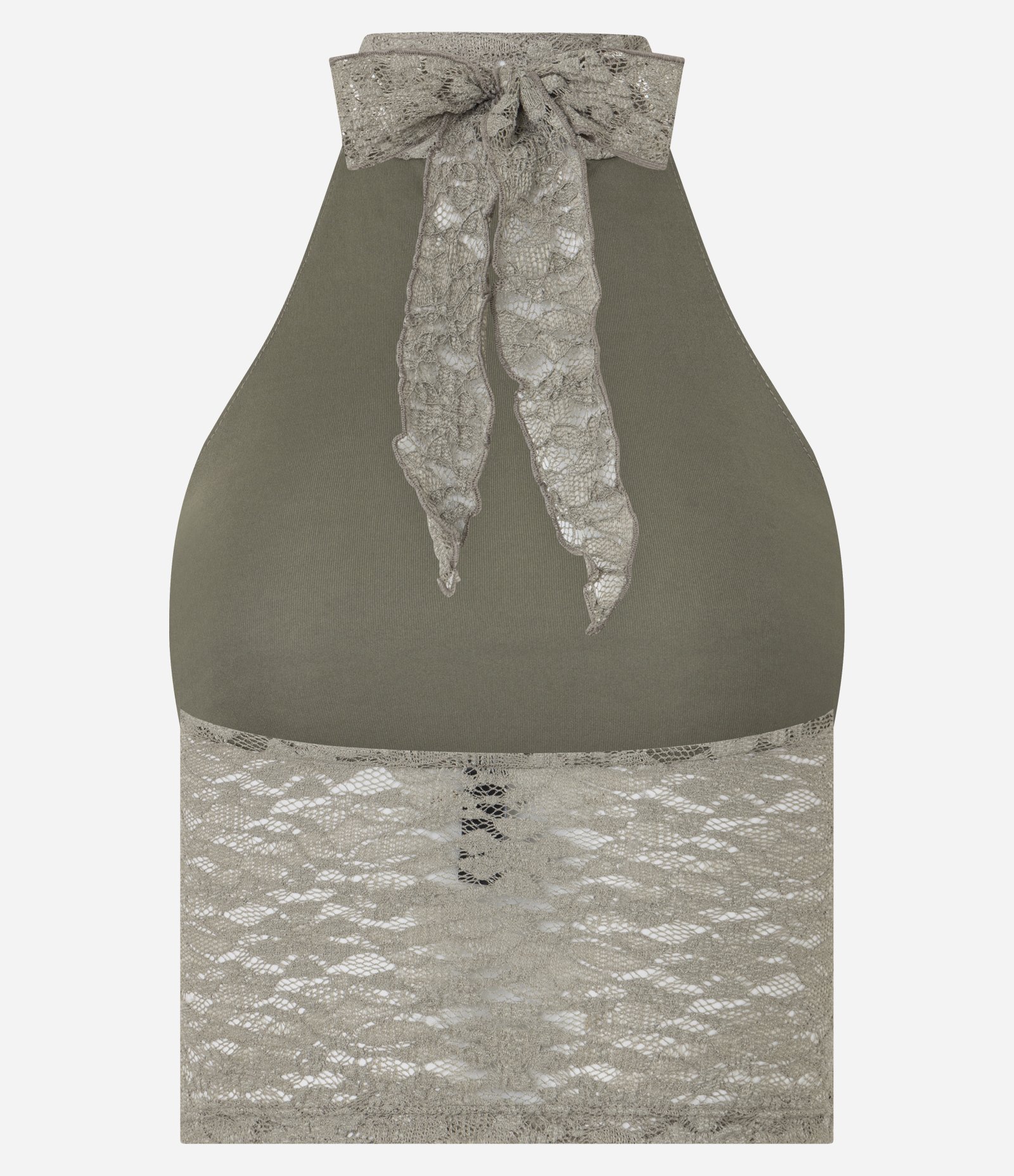 Blusa Curta em Laise com Decote Halter Verde 6