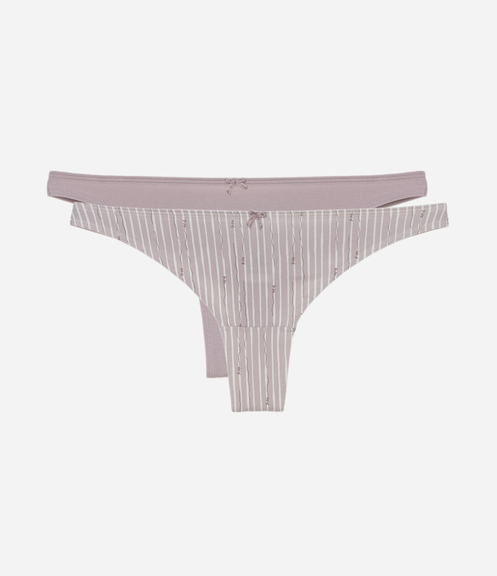 Kit 02 Calcinhas Biquíni Fio Duplo em Algodão com Lacinho Frontal Lilás 1