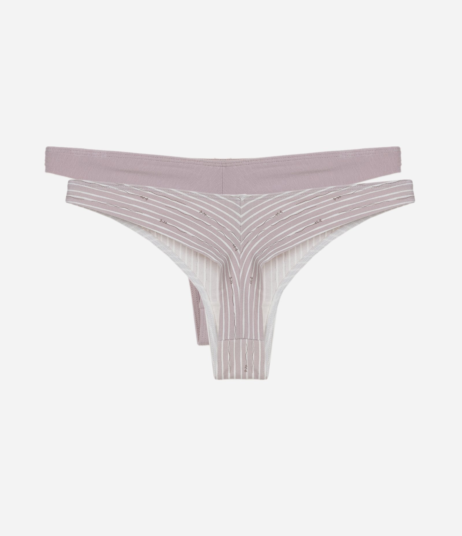 Kit 02 Calcinhas Biquíni Fio Duplo em Algodão com Lacinho Frontal Lilás 2
