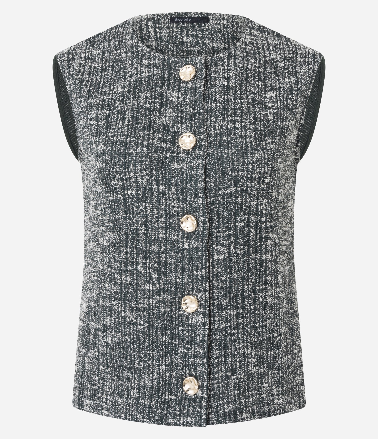 Colete Regular em Tweed com Textura Mesclada Verde 5