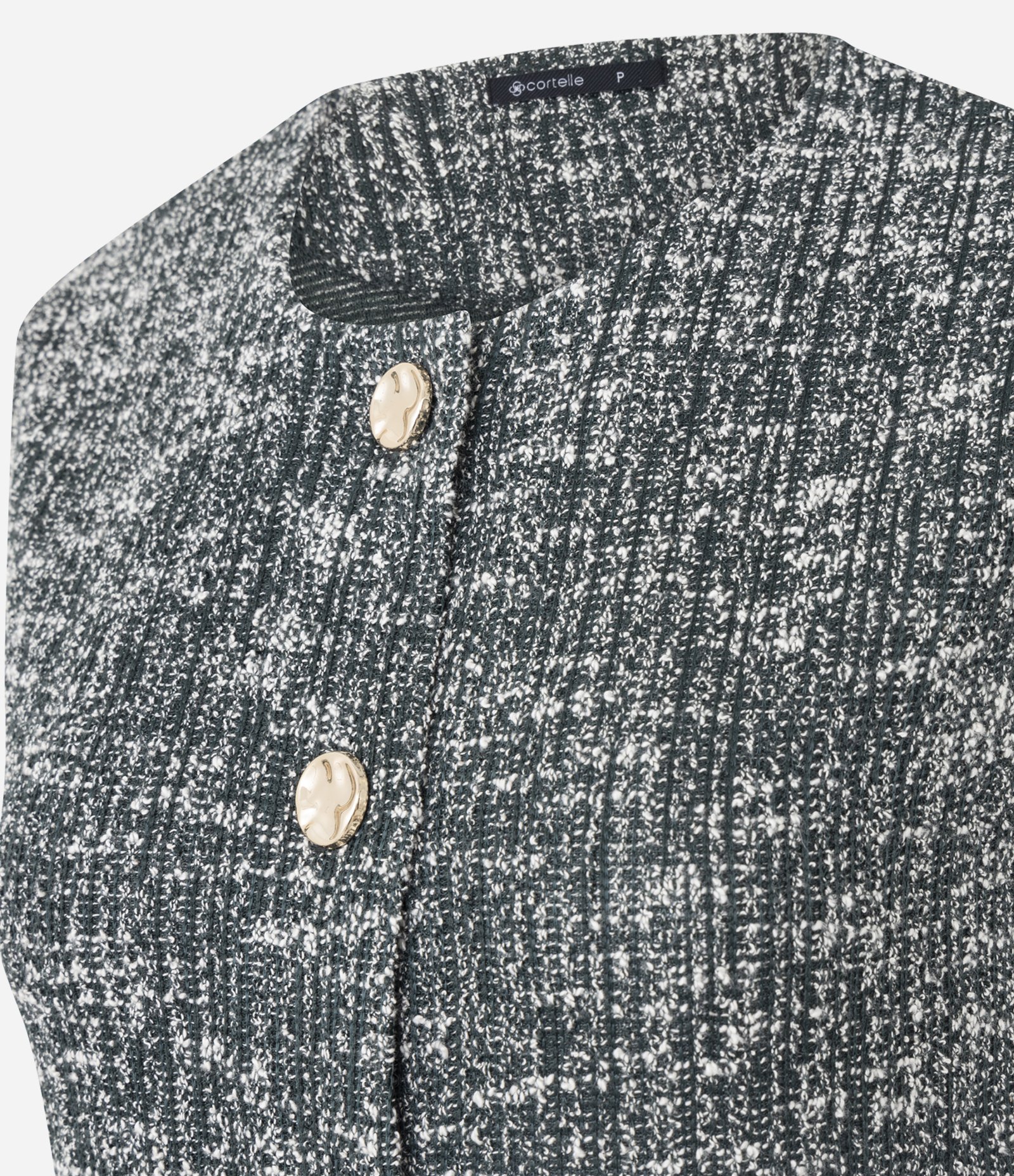 Colete Regular em Tweed com Textura Mesclada Verde 6