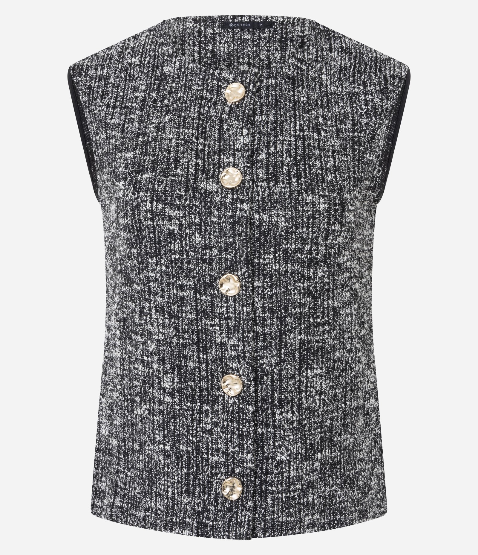 Colete Regular em Tweed com Textura Mesclada Preto 6