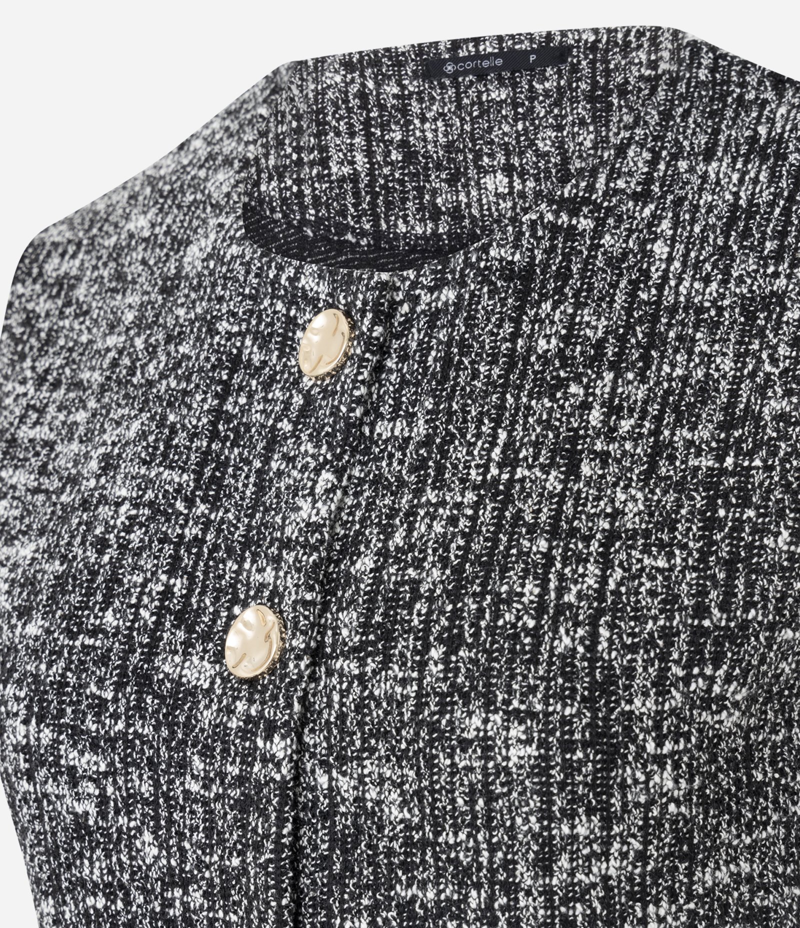 Colete Regular em Tweed com Textura Mesclada Preto 7