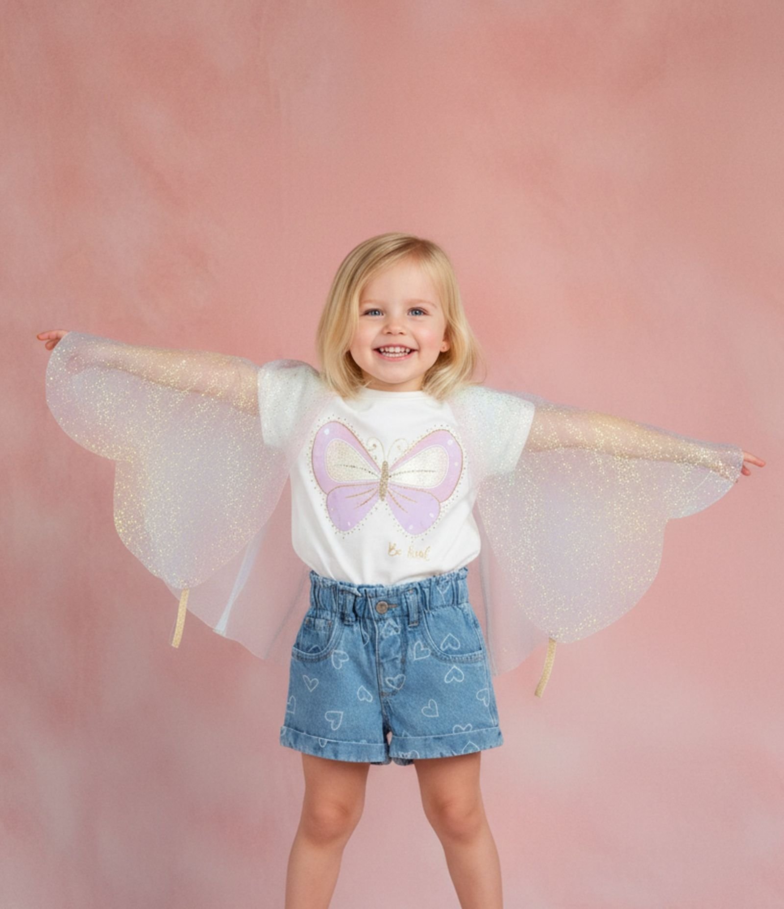 Blusa Infantil com Estampa e Asas de Borboleta – Tam 1 a 5/6 Anos Off White 1