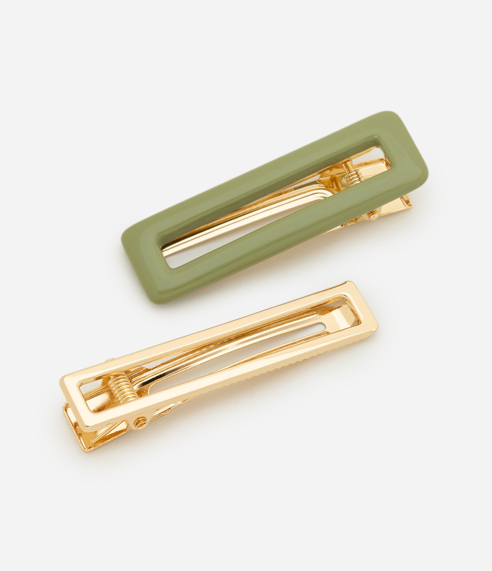 Kit 2 Presilhas Retangulares em Policarbonato e Metal Dourado 1