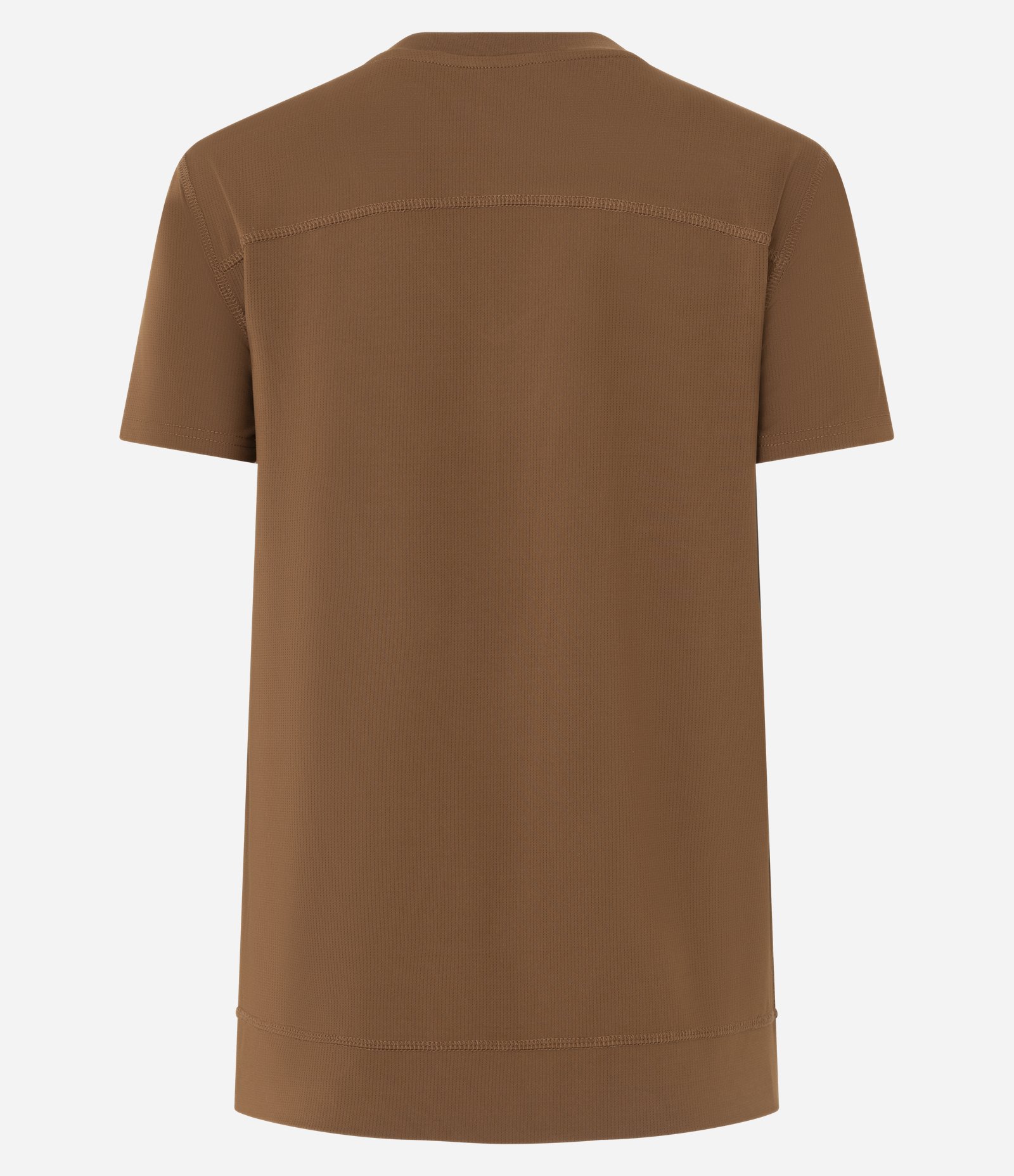 Camiseta Esportiva em Microfibra Furadinha com Barra Mullet Marrom 4