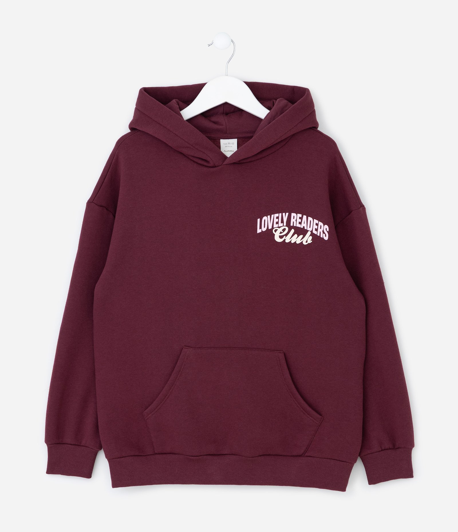 Casaco Infantil Oversized em Moletom com Lettering Lovely Readers – Tam 7 a 16 Anos Bordô 1