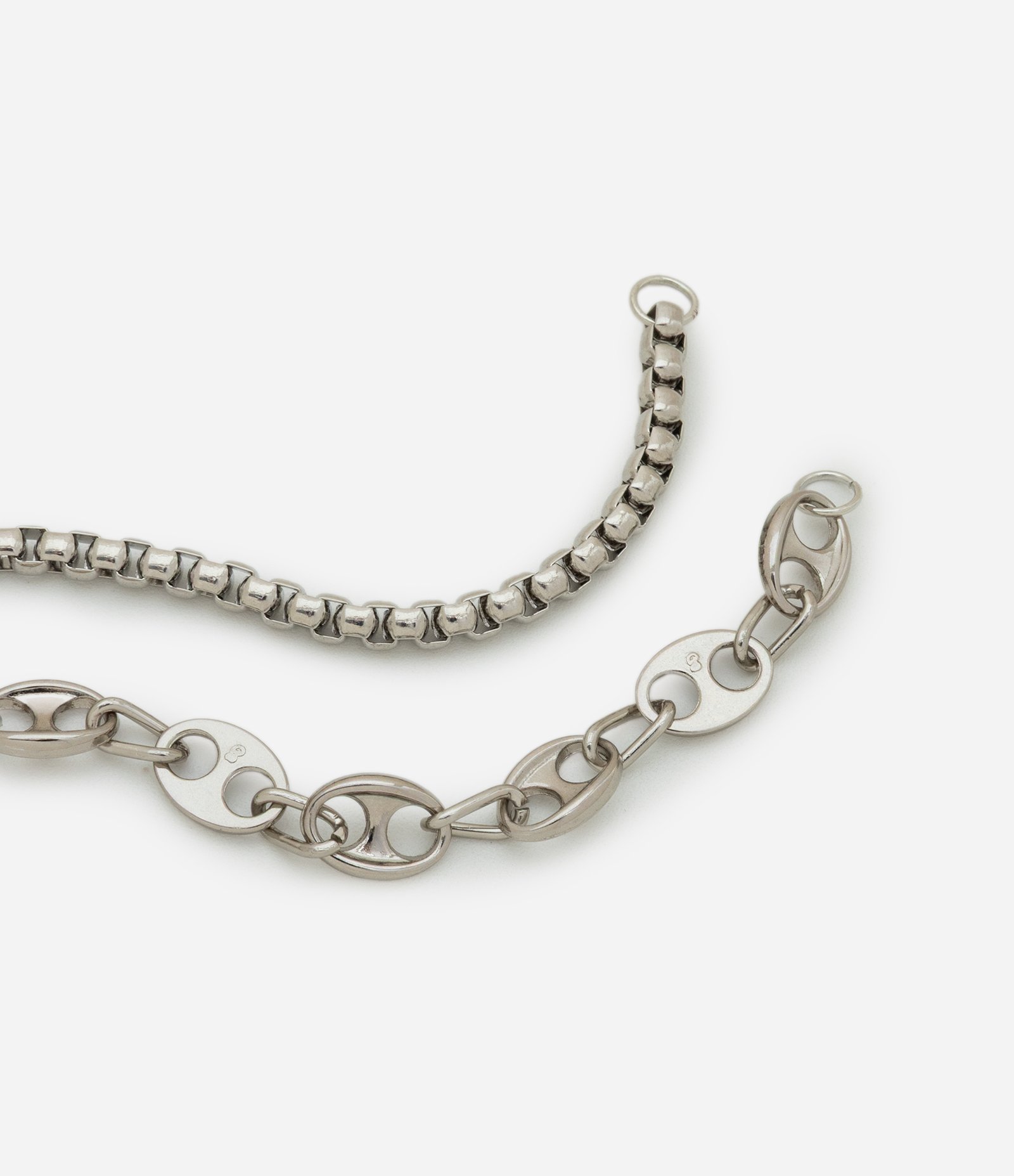 Kit 02 Pulseiras de Corrente em Metal Liso Prata 2