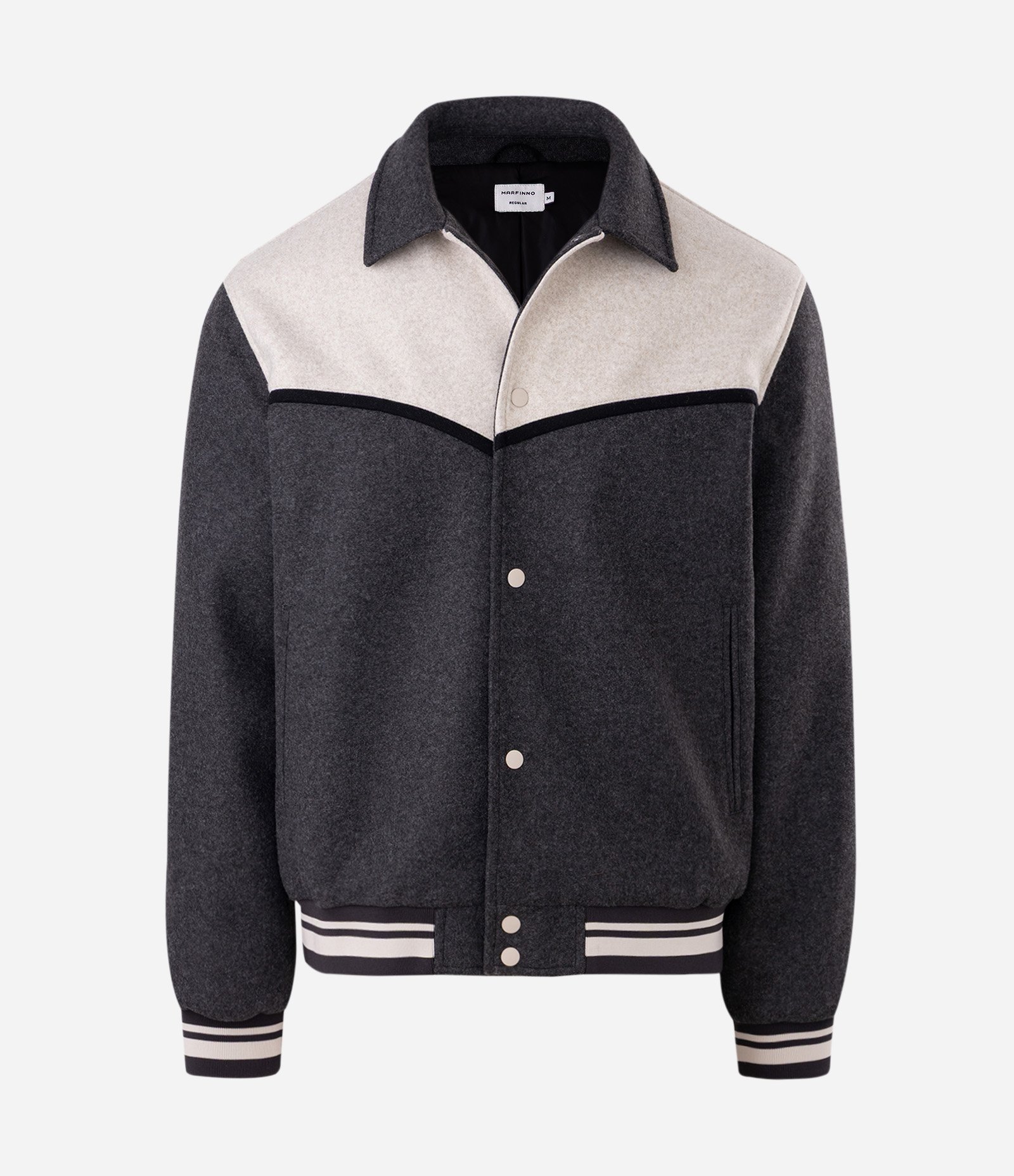 Jaqueta Polyvelour Bicolor com Gola Polo Cinza 4