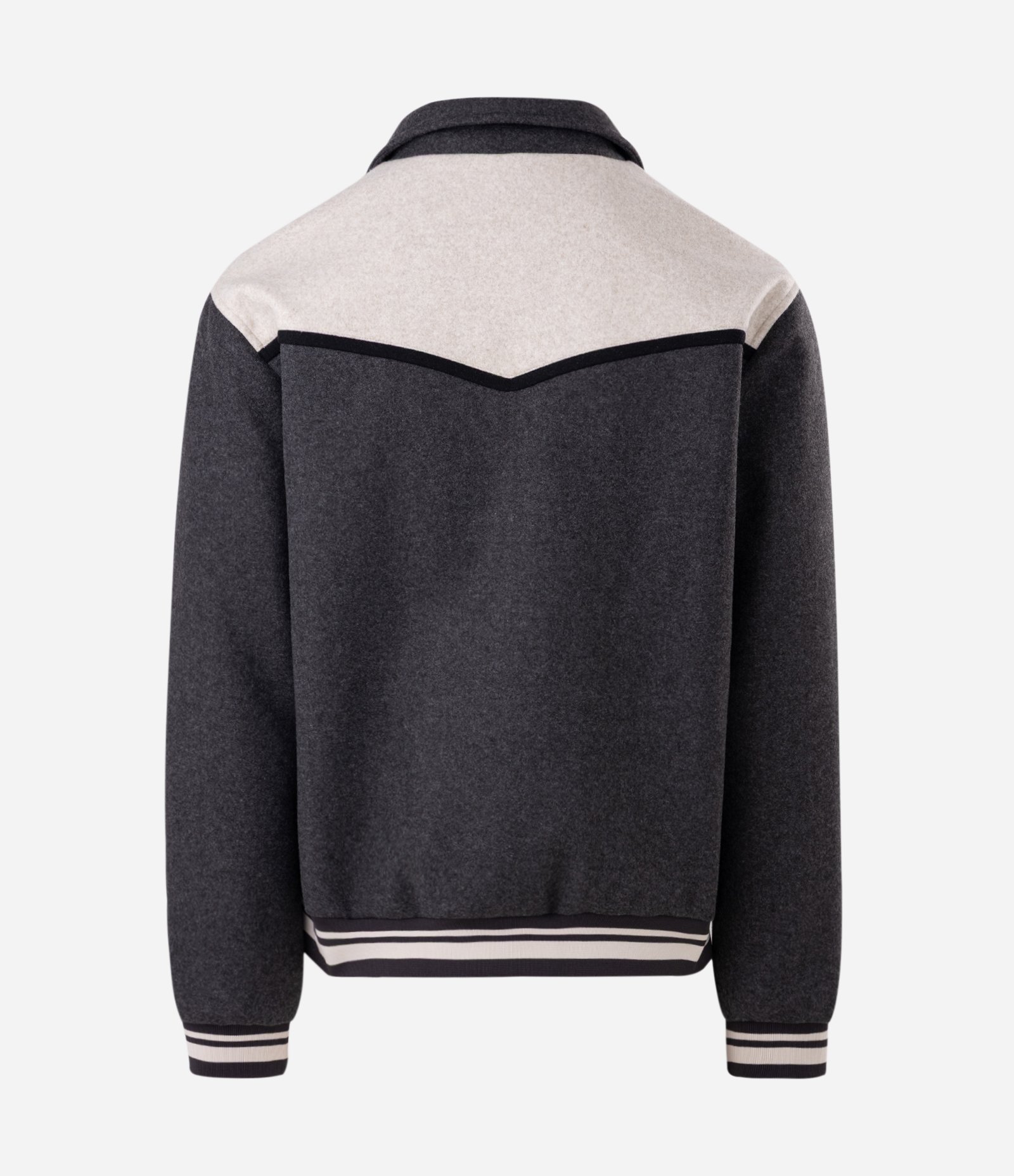 Jaqueta Polyvelour Bicolor com Gola Polo Cinza 5