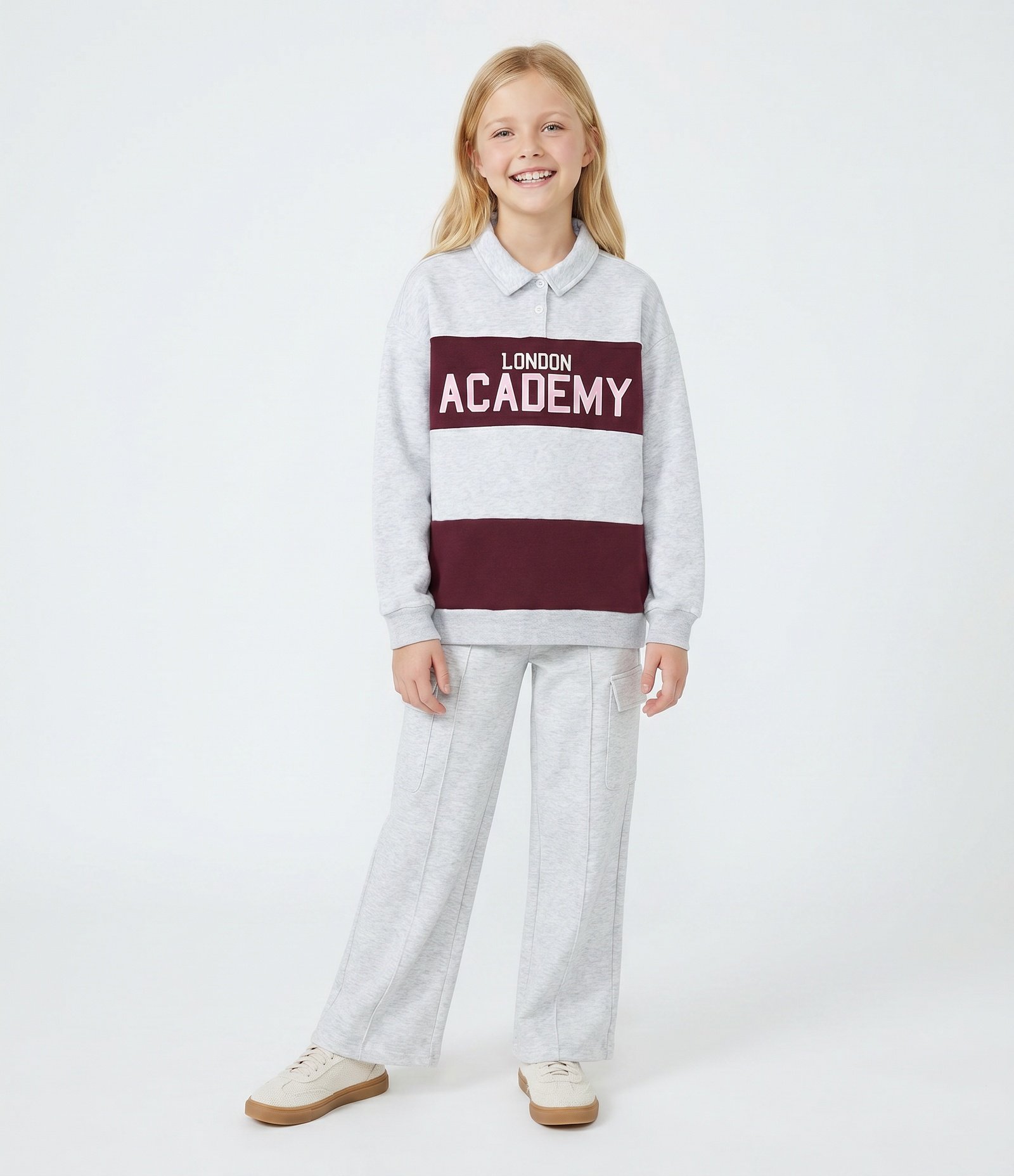 Casaco Infantil com Lettering London Academy – Tam 7 a 16 Anos Cinza 1