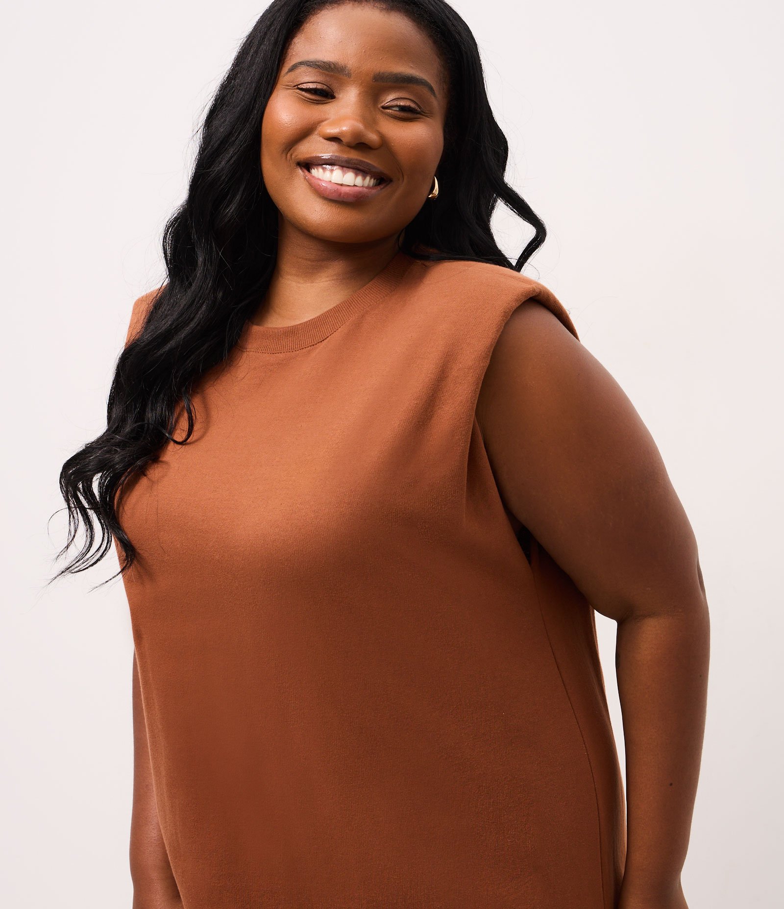 Vestido Muscle Longo em Algodão com Fenda Curve & Plus Size Marrom 3