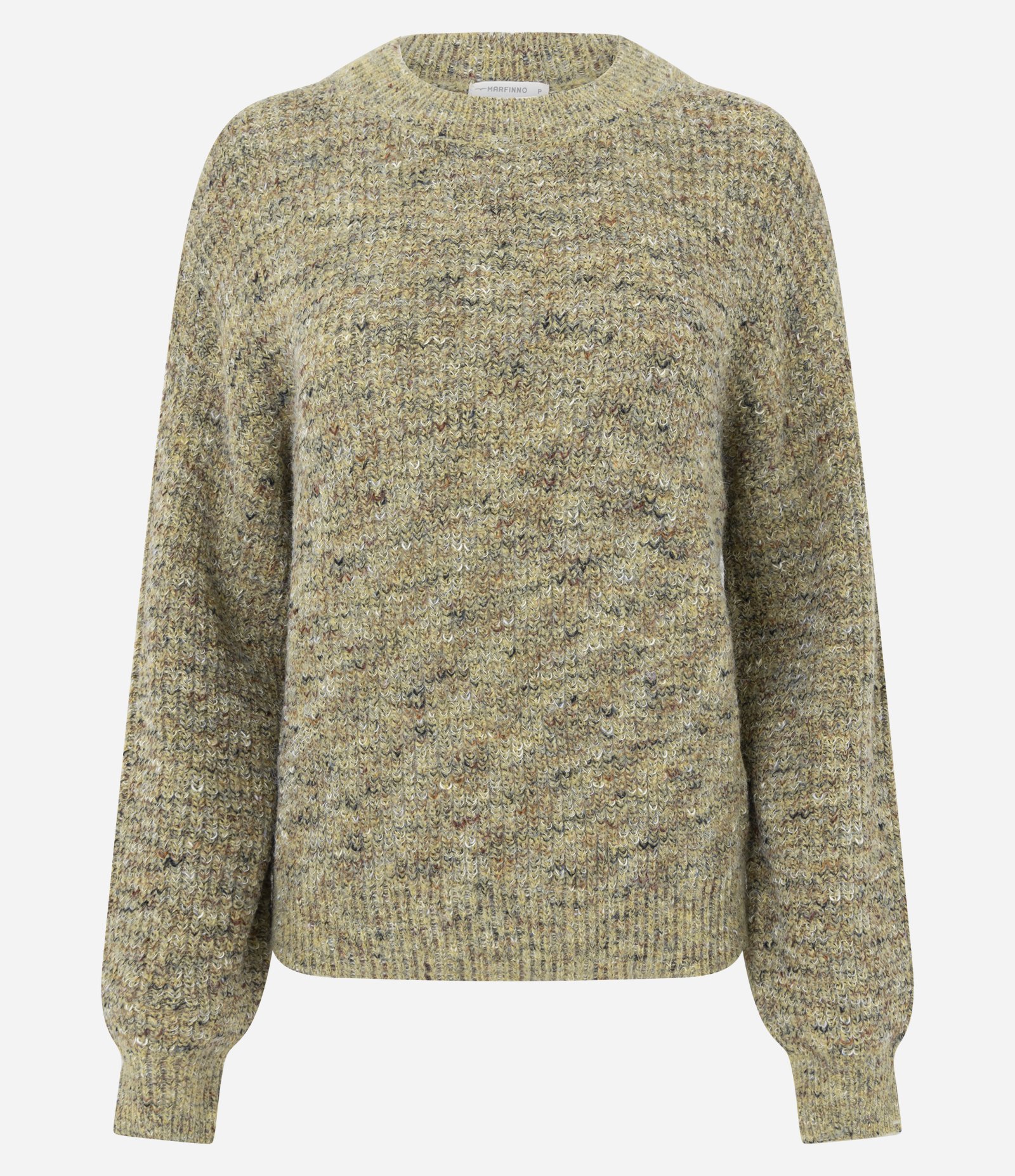 Suéter Regular em Tricô com Ponto Mesclado Verde 5