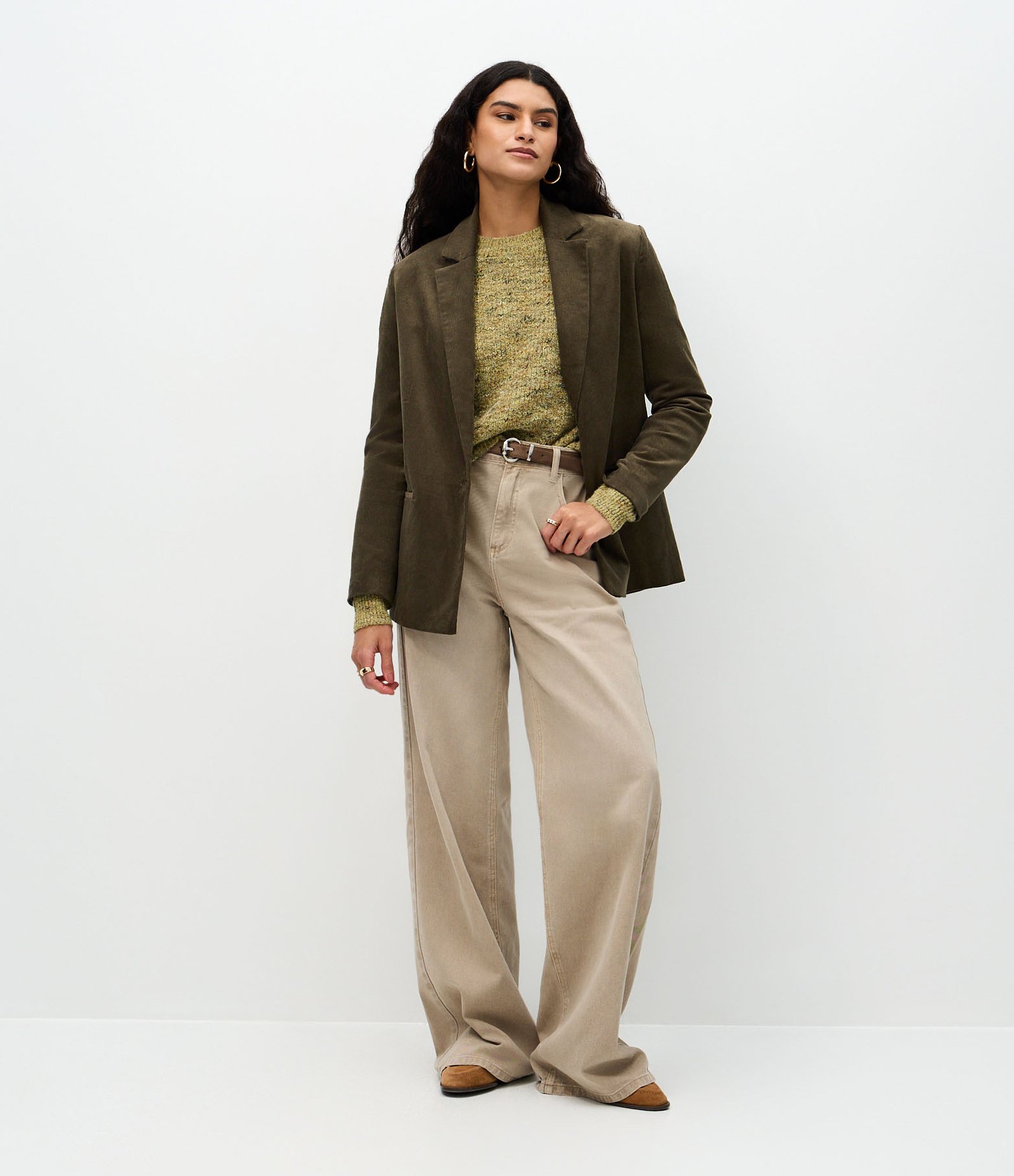 Suéter Regular em Tricô com Ponto Mesclado Verde 2