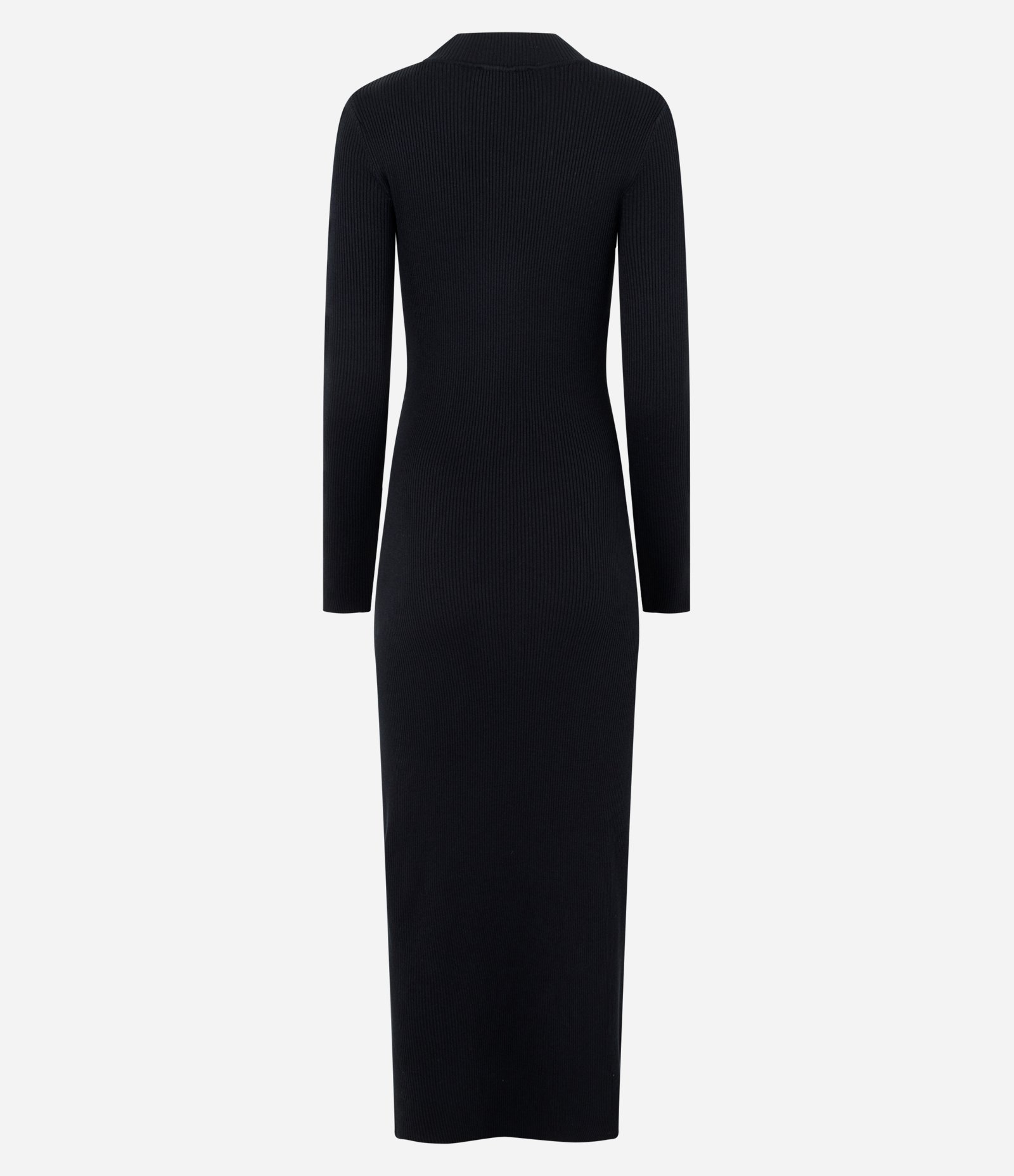 Vestido Long Midi em Tricô com Mangas Longas Preto 3
