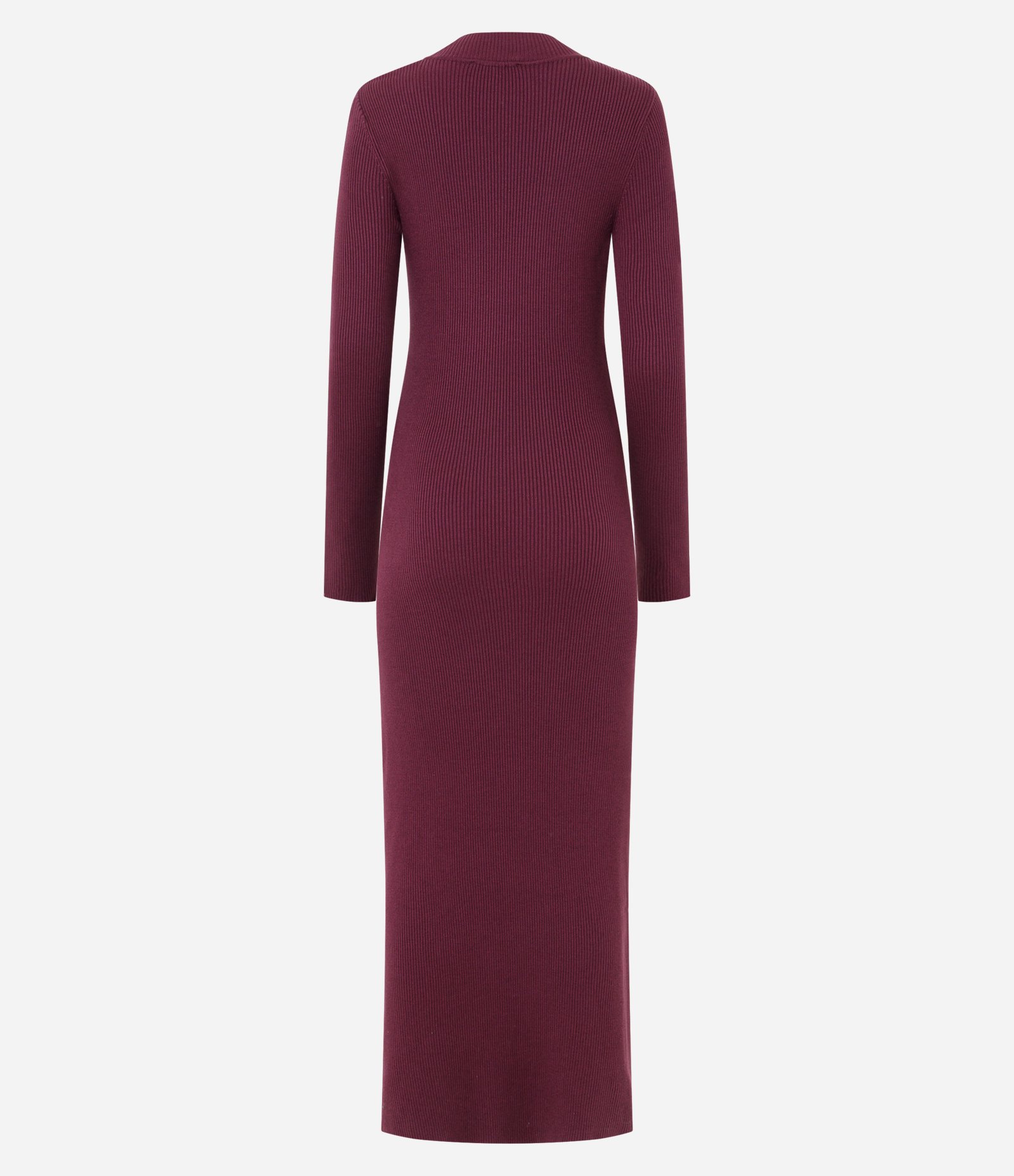 Vestido Long Midi em Tricô com Mangas Longas Bordô 3