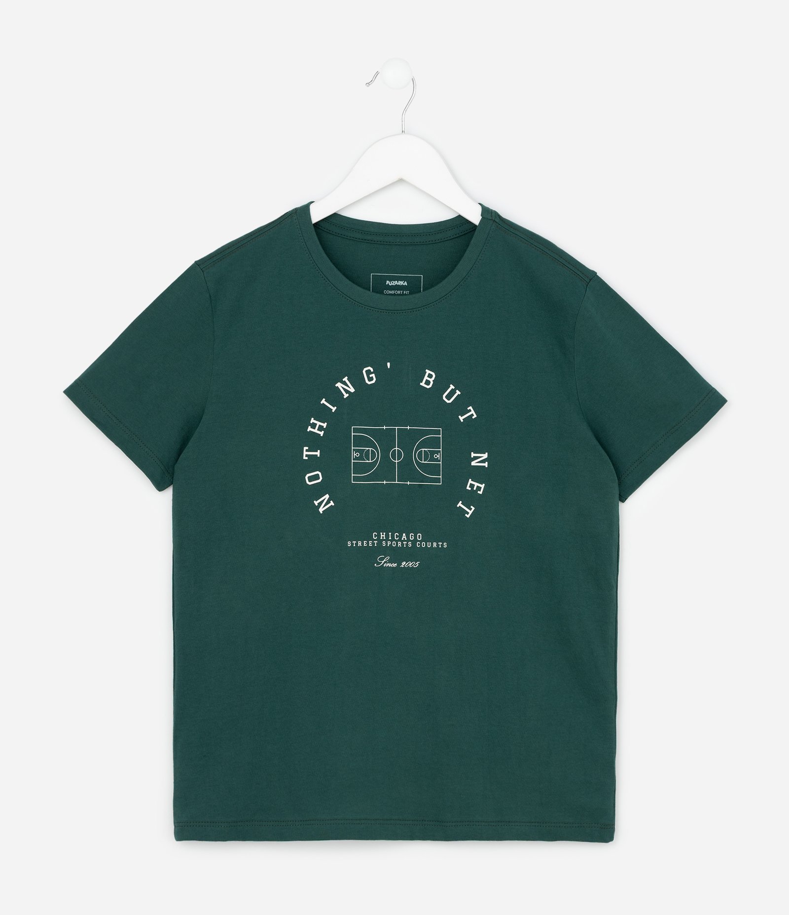 Camiseta Comfort Infantil com Estampa de Quadra De Futebol - Tam 5 a 14 Anos Verde 1