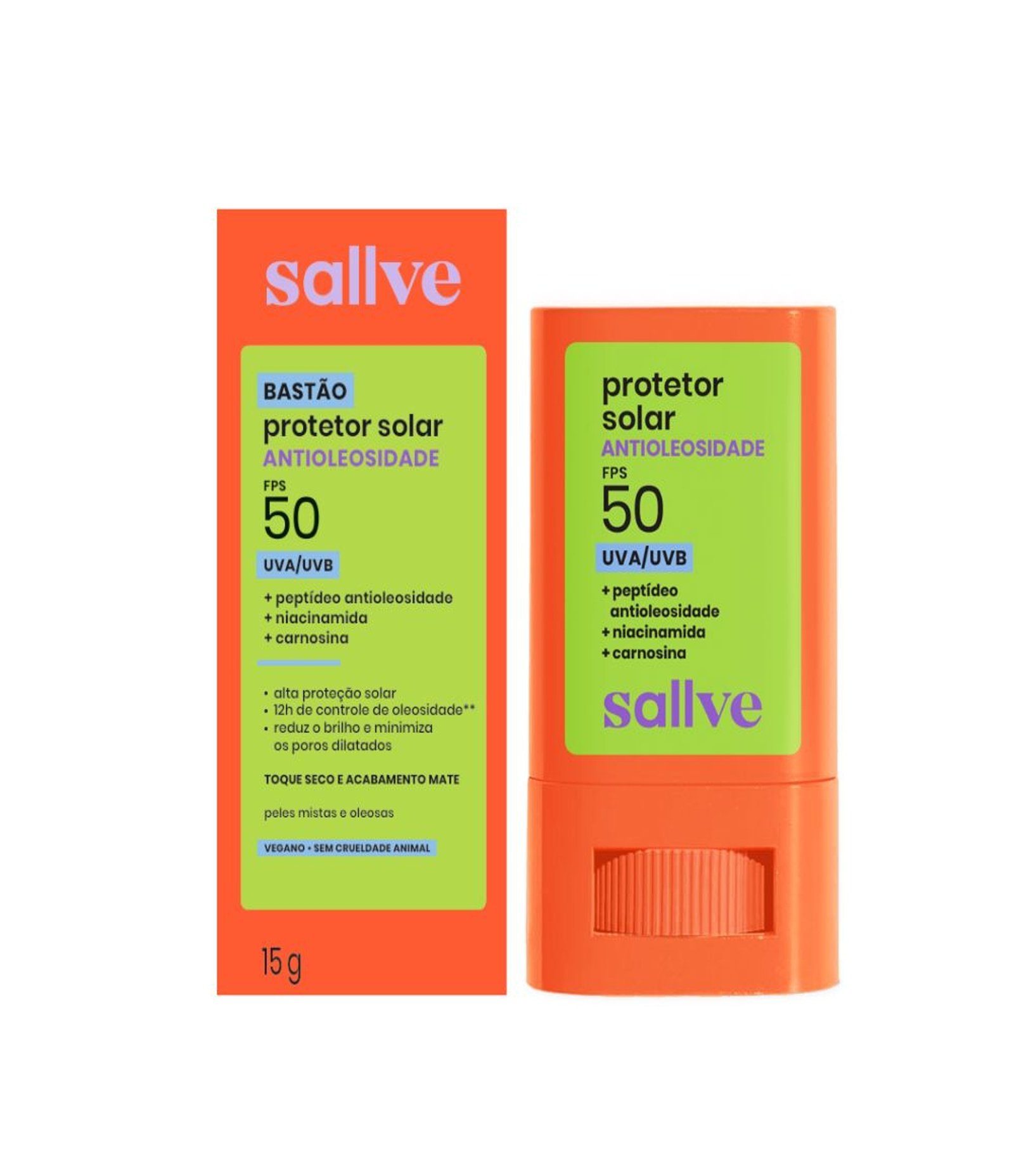 Protetor Solar Antioleosidade FPS50 Bastao Sallve 15g 2