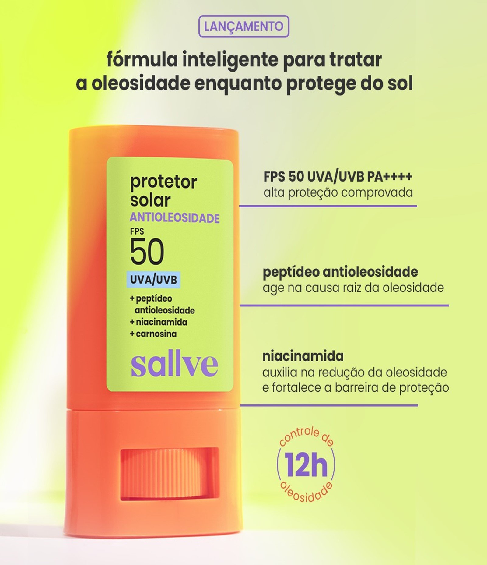 Protetor Solar Antioleosidade FPS50 Bastao Sallve 15g 4