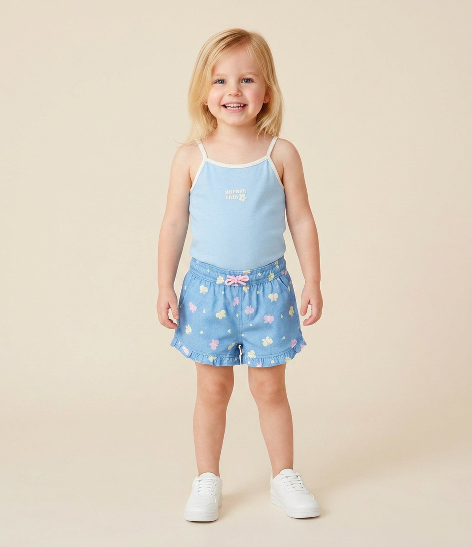 Short Infantil com Estampa de Borboletas – Tam 1 a 6 Anos Azul Claro 1