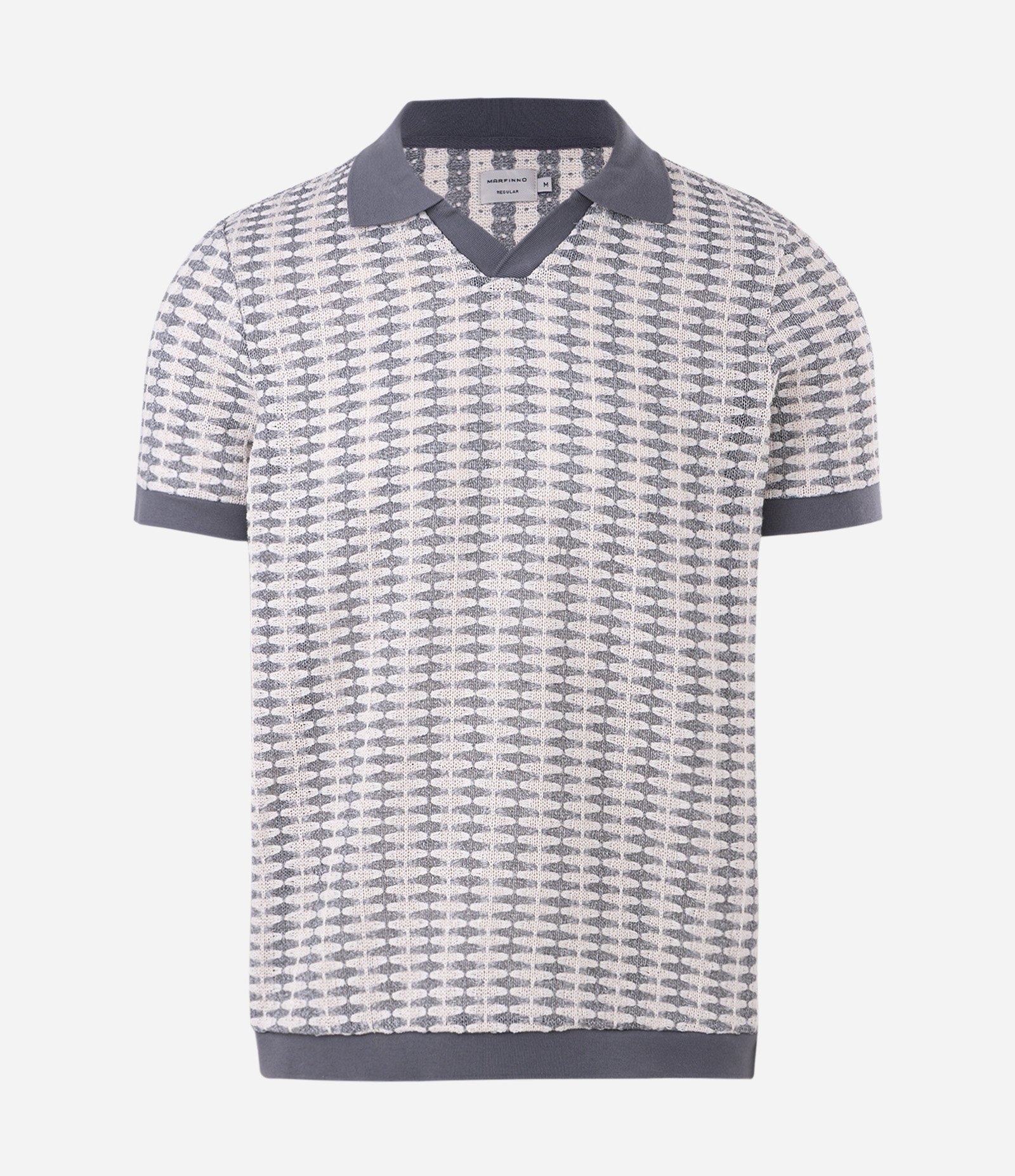 Polo Masculina Manga Curta Texturizada com Gola Contrastante Cinza 5