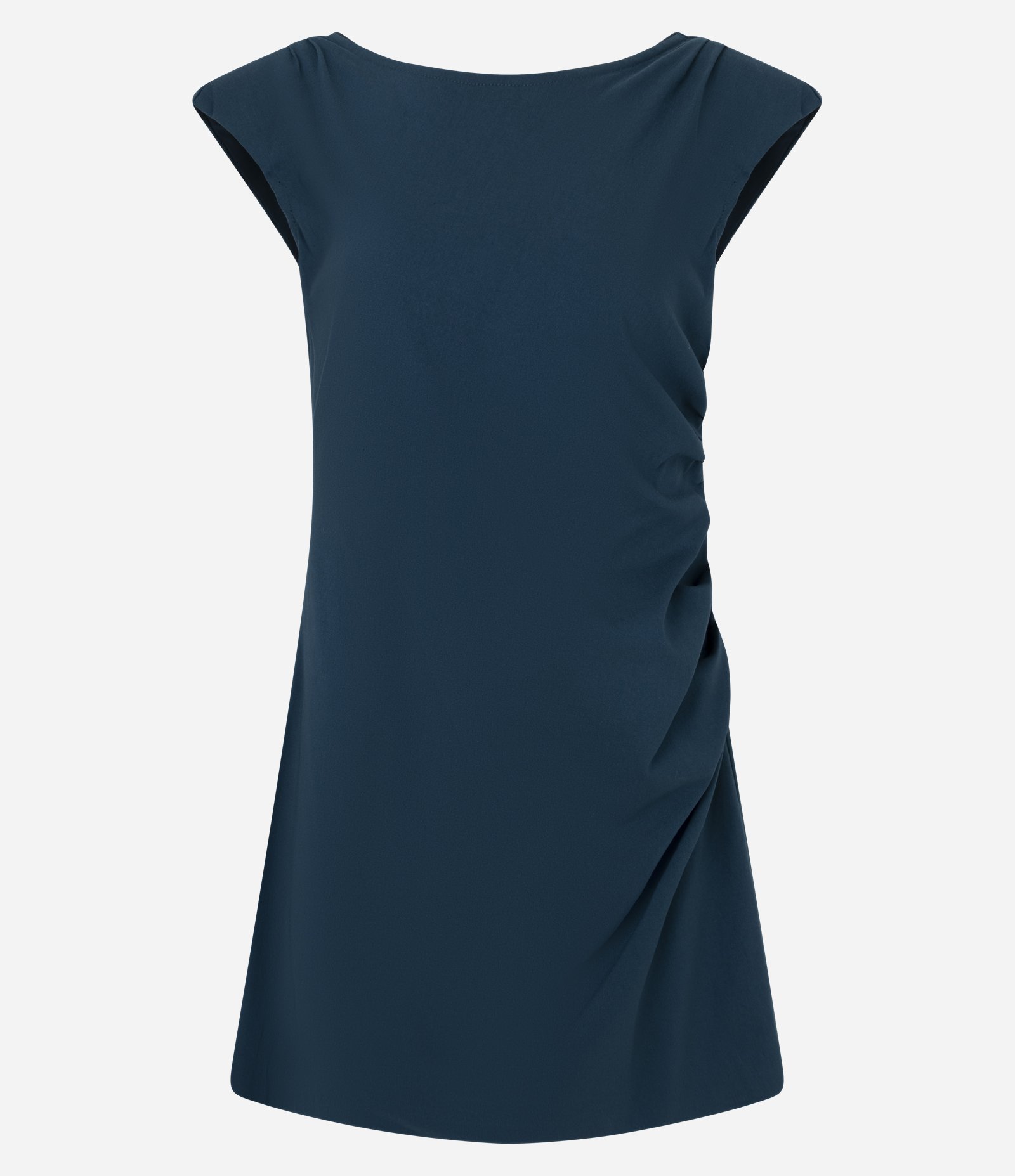 Vestido Curto em Bengaline com Ombreiras e Abertura nas Costas Azul 5