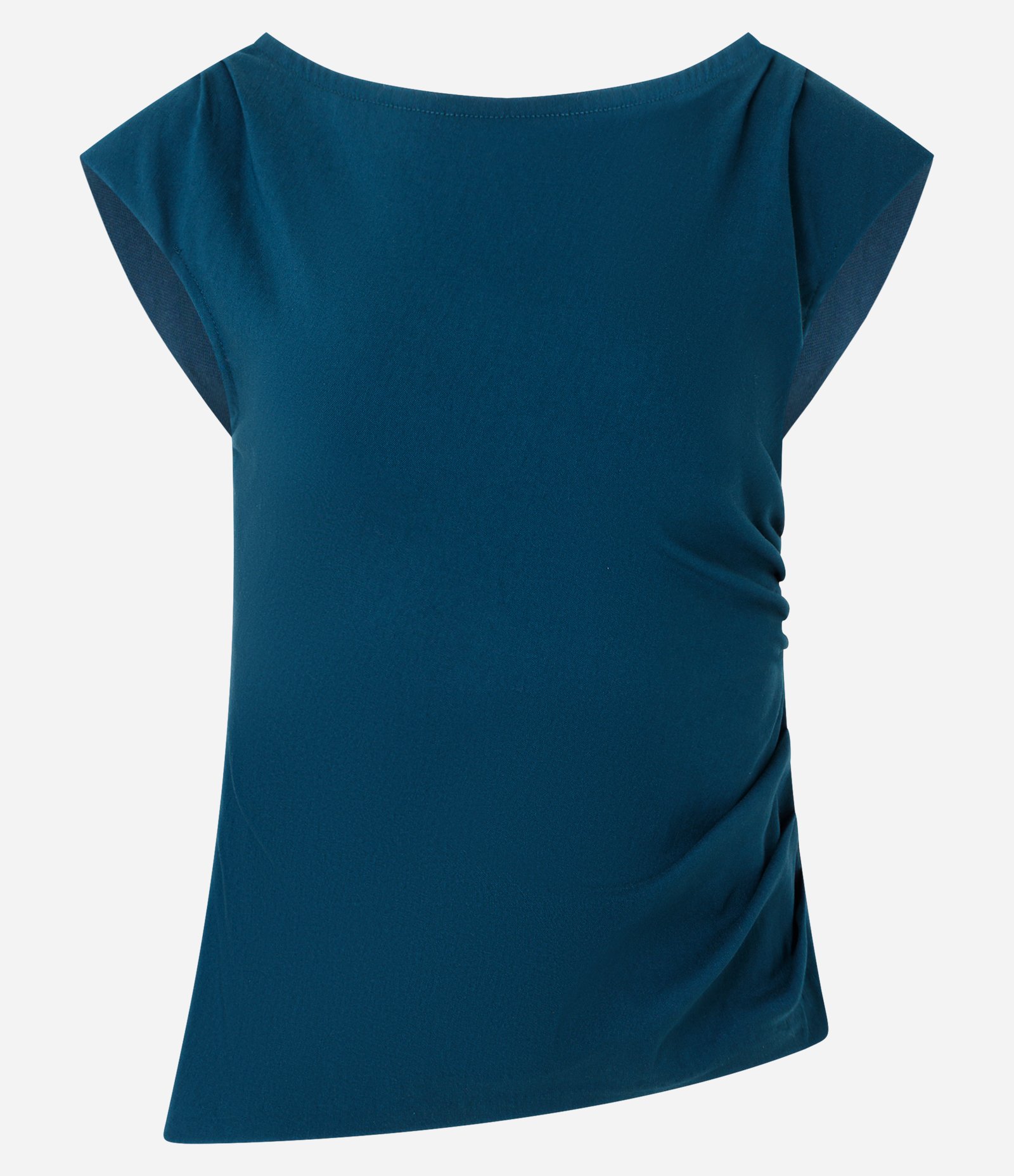 Blusa em Bengaline com Abertura nas Costas e Barra Assimétrica Azul 5