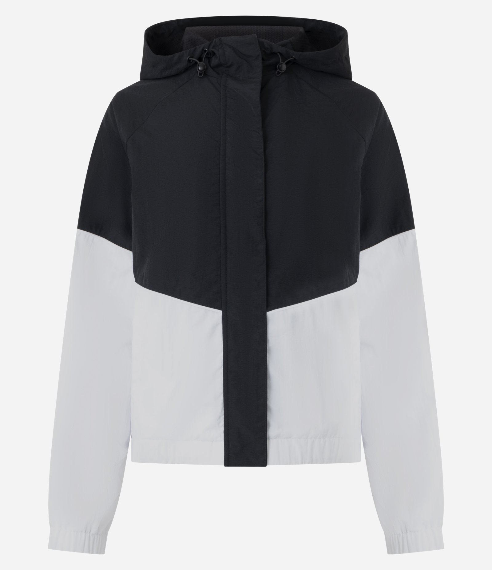 Jaqueta Quebra Vento Bicolor em Laise com Capuz Preto/Branco 5