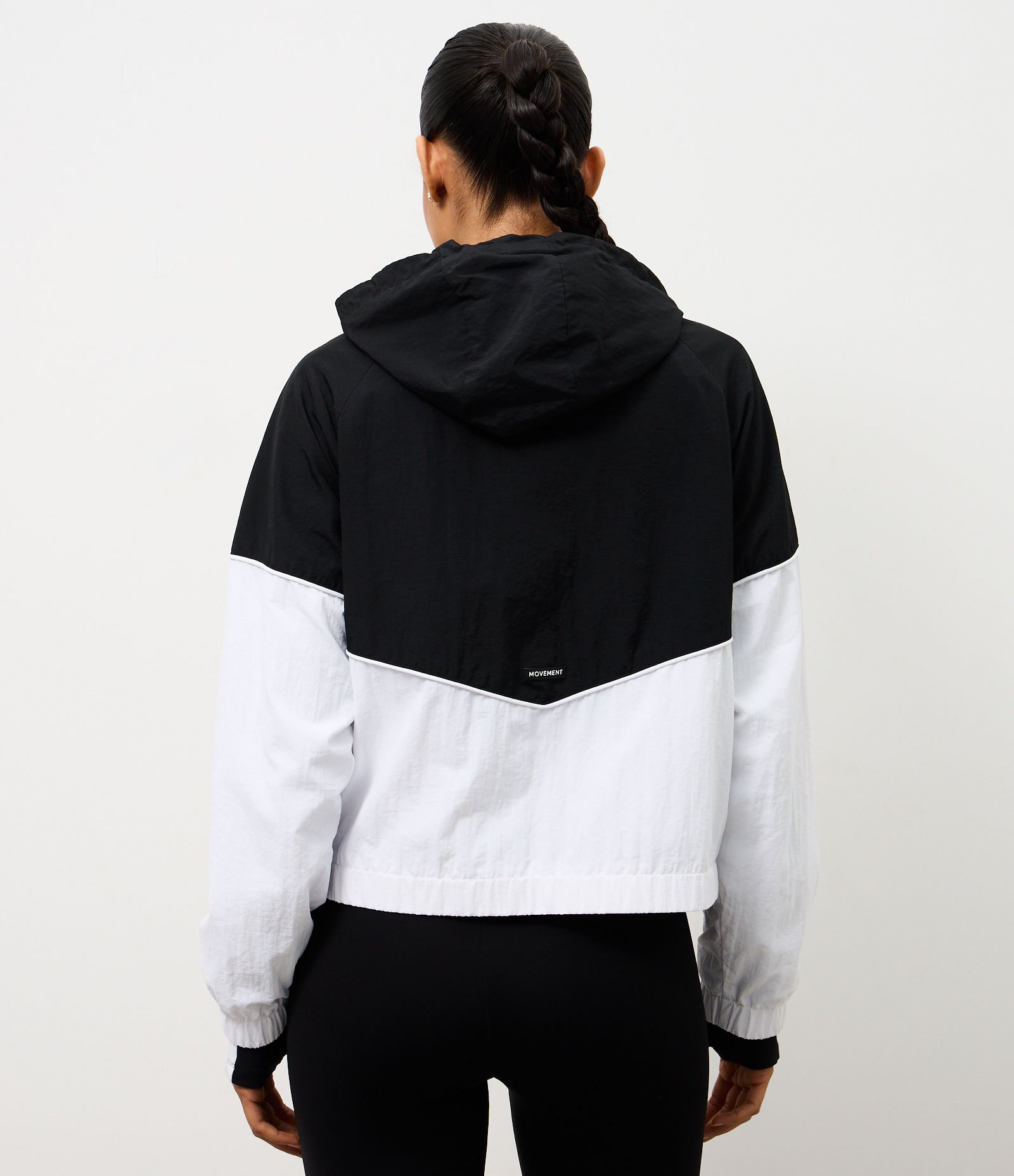 Jaqueta Quebra Vento Bicolor em Laise com Capuz Preto/Branco 4