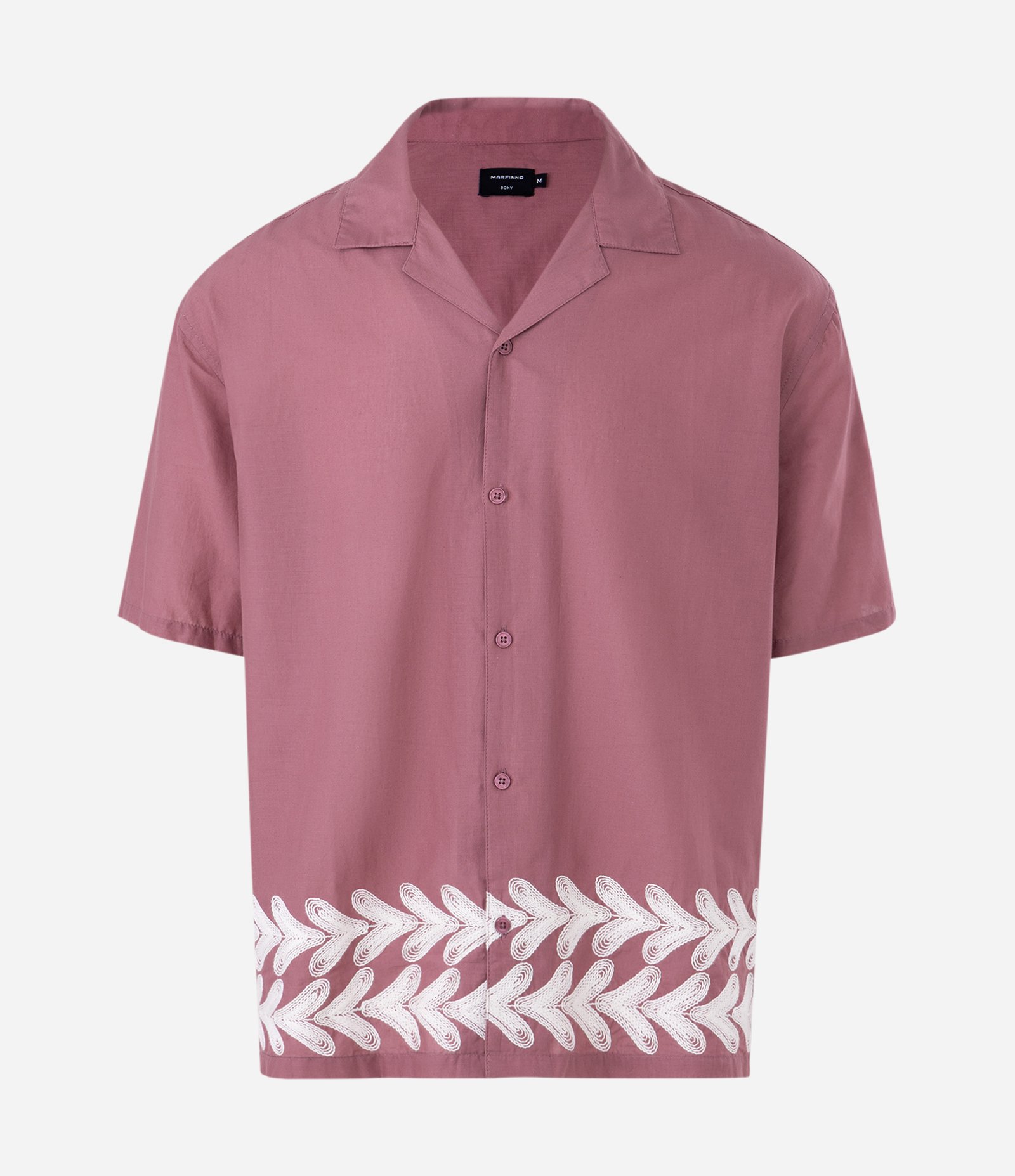 Camisa Masculina Manga Curta Bordado Floral Boxy Rosa 5