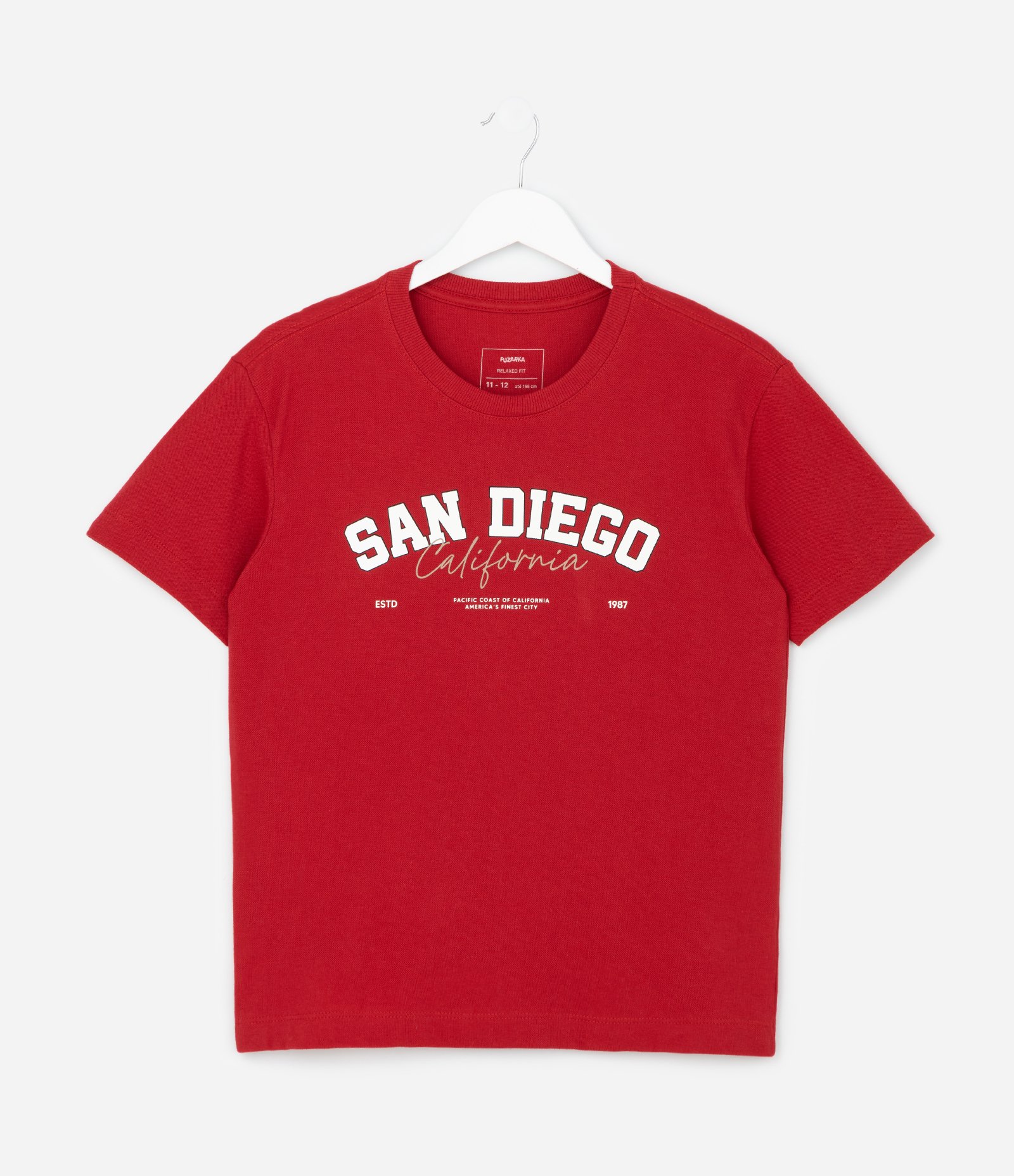 Camiseta Infantil com Estampa San Diego - Tam 05 a 14 Anos Vermelho 1