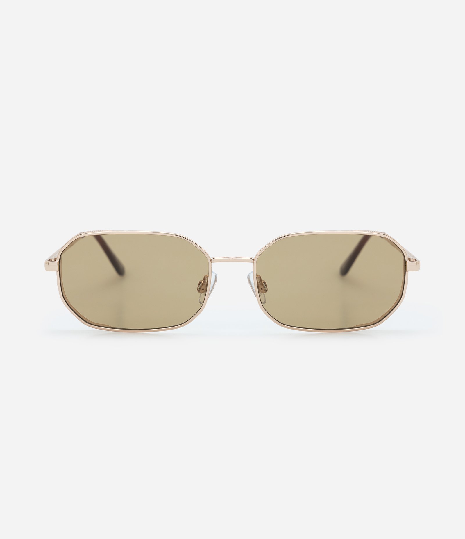 Óculos Quadrado em Metal com Lente Marrom Dourado 2