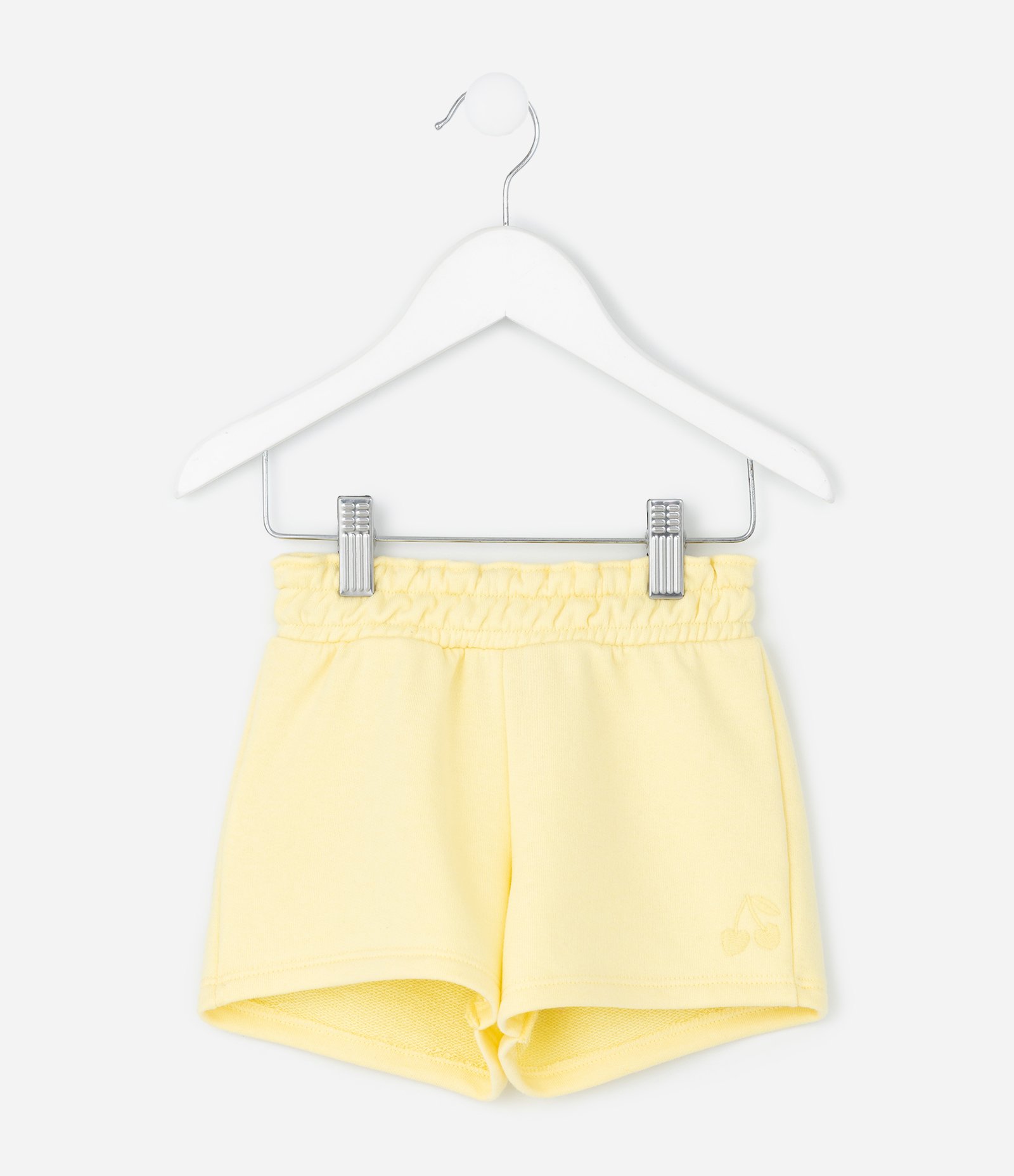 Short Infantil em Moletom com Cós Clochard e Bordado – Tam 1 a 6 Anos Amarelo 1