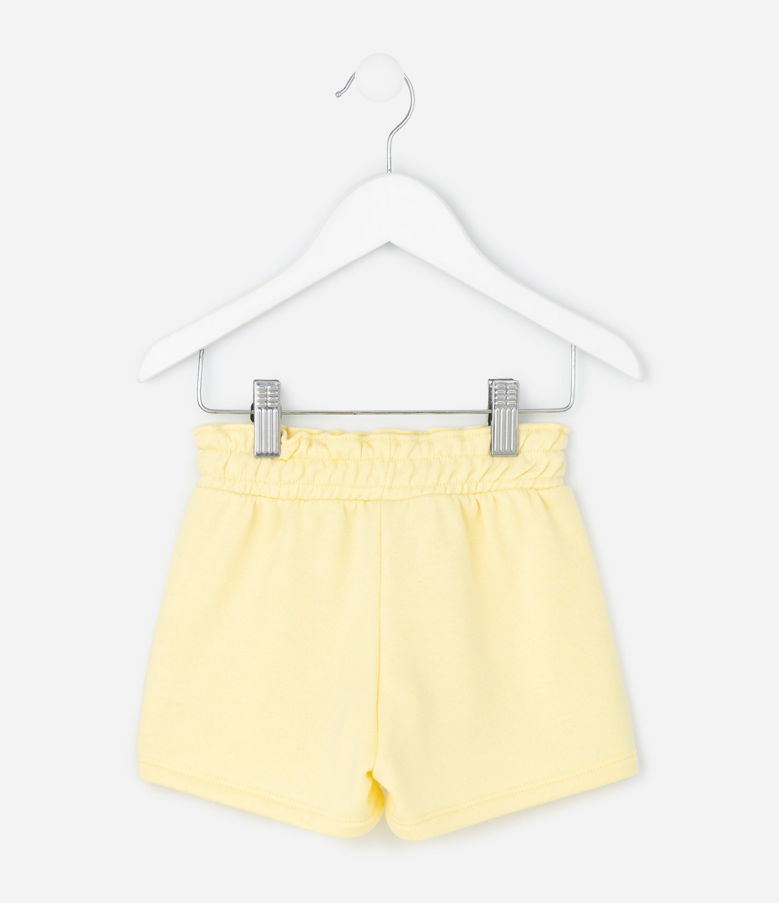 Short Infantil em Moletom com Cós Clochard e Bordado – Tam 1 a 6 Anos Amarelo 2