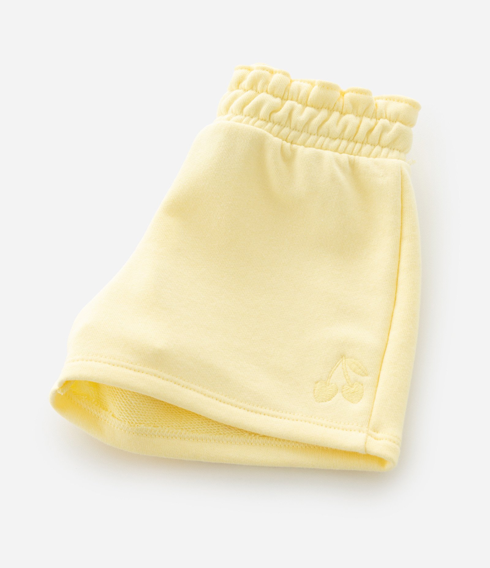 Short Infantil em Moletom com Cós Clochard e Bordado – Tam 1 a 6 Anos Amarelo 4