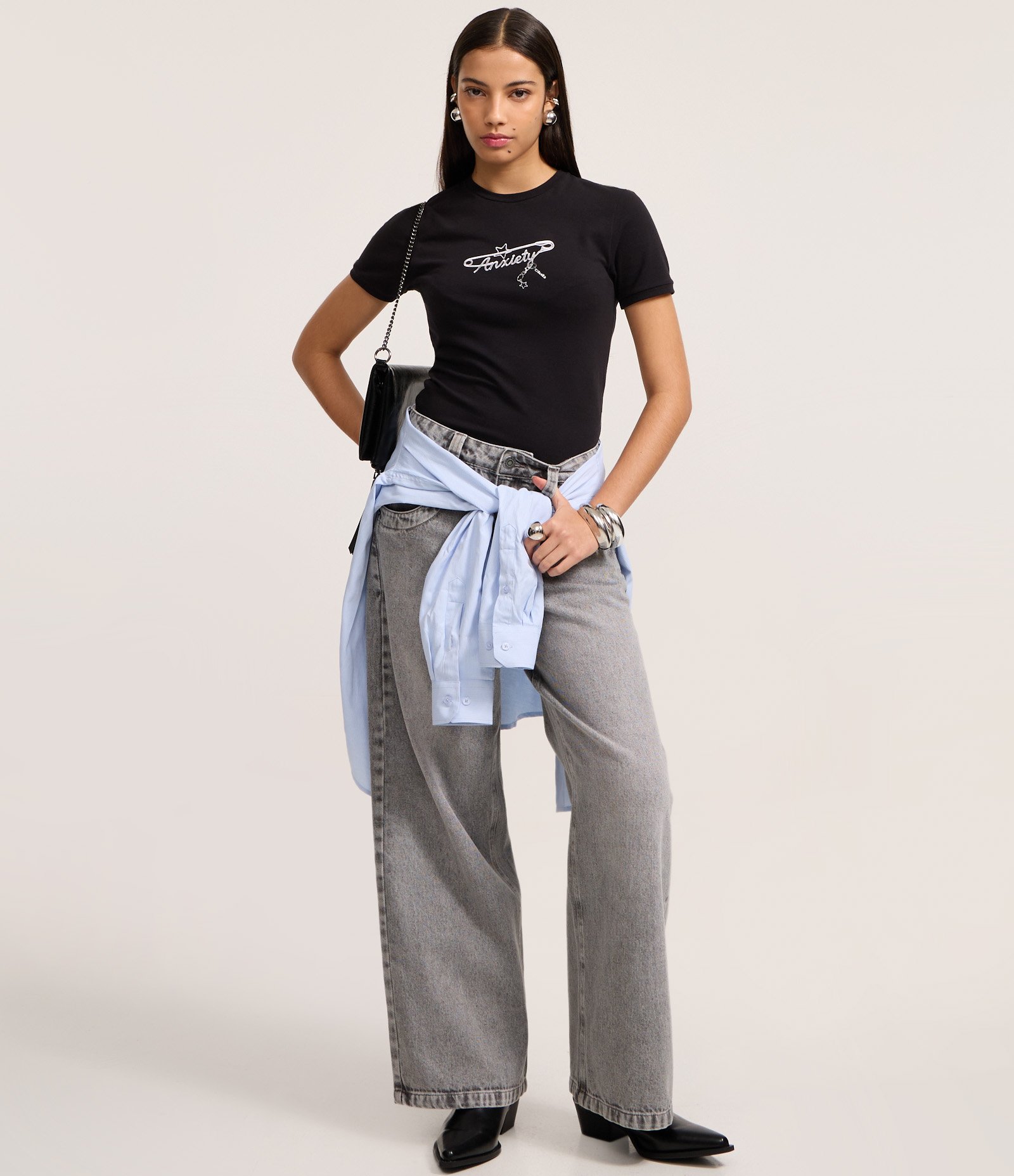 Camiseta em Algodão com Estampa Anxiety Preto 2