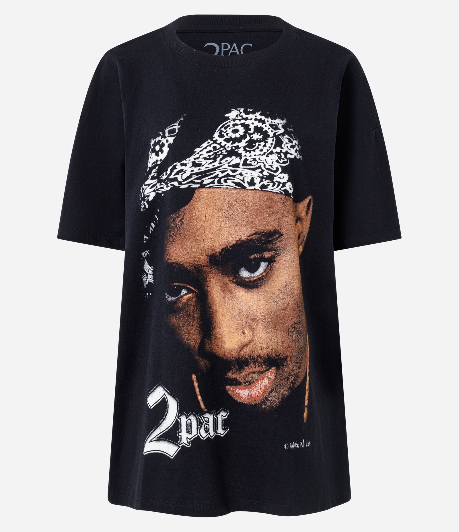 Camiseta T-Shirt Ampla em Algodão com Estampa 2Pac Preto 5