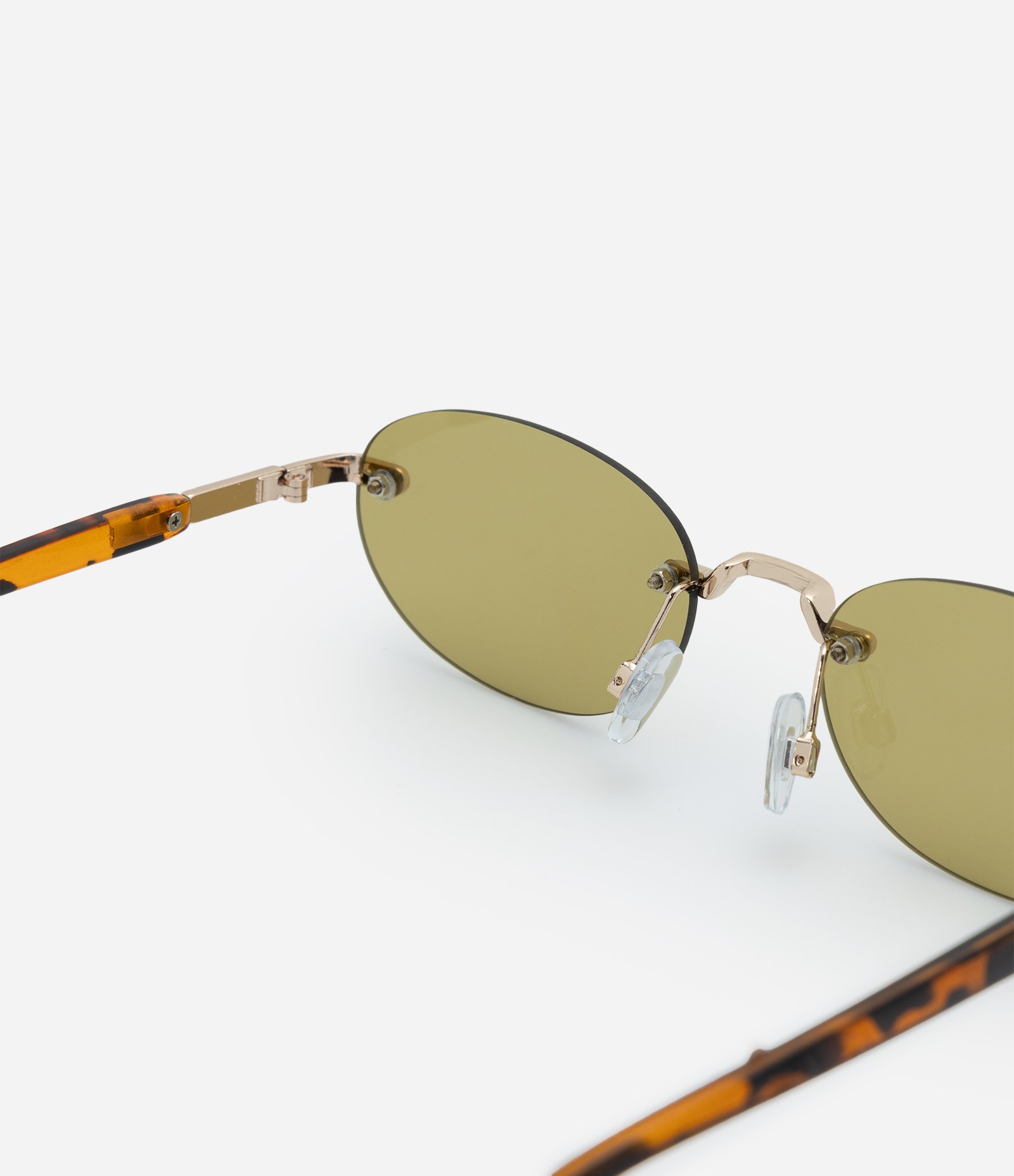 Óculos Redondo em Metal com Lente Verde Dourado 4