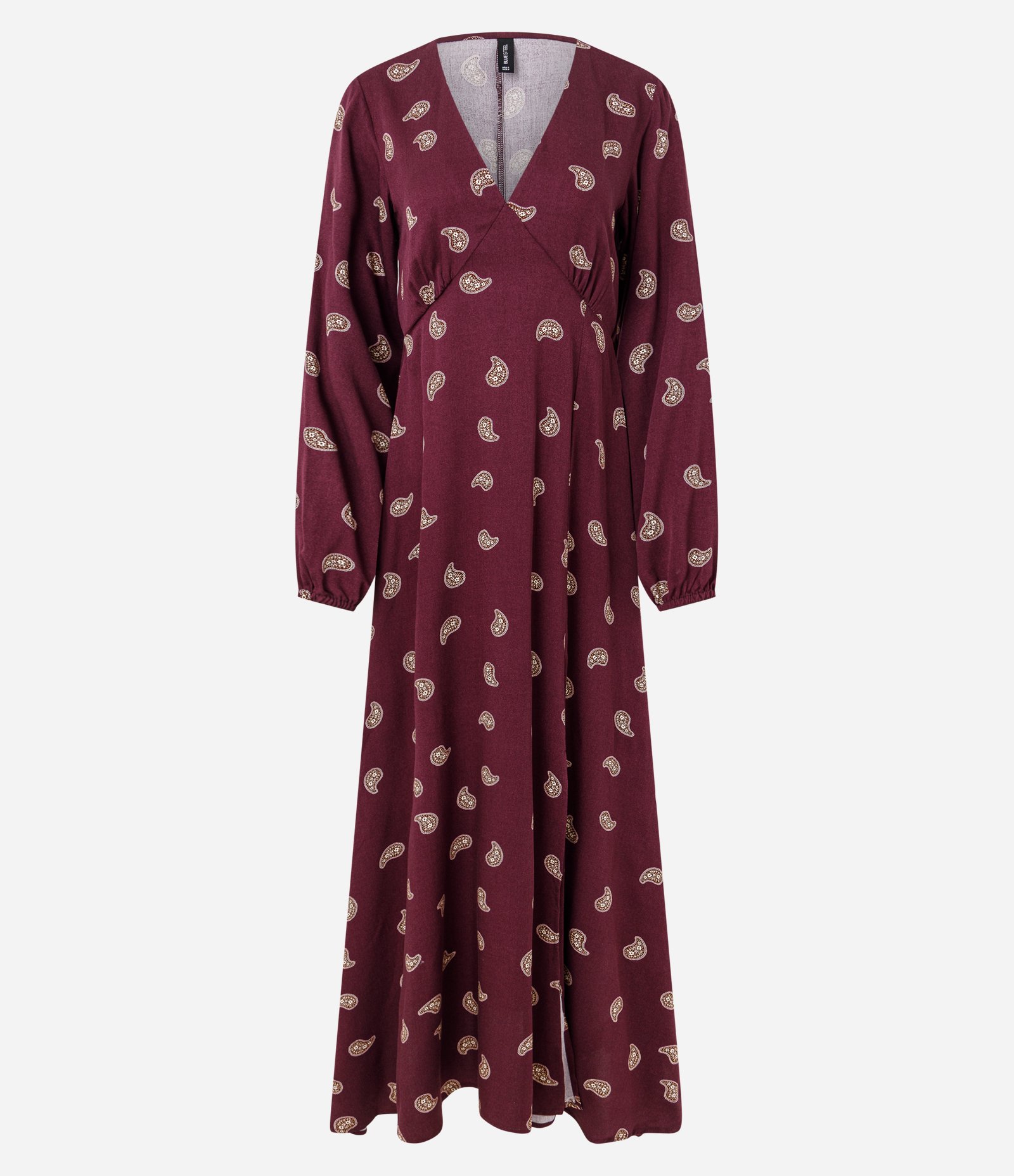 Vestido Midi Longo Estampa Paisley com Decote V Vermelho 5