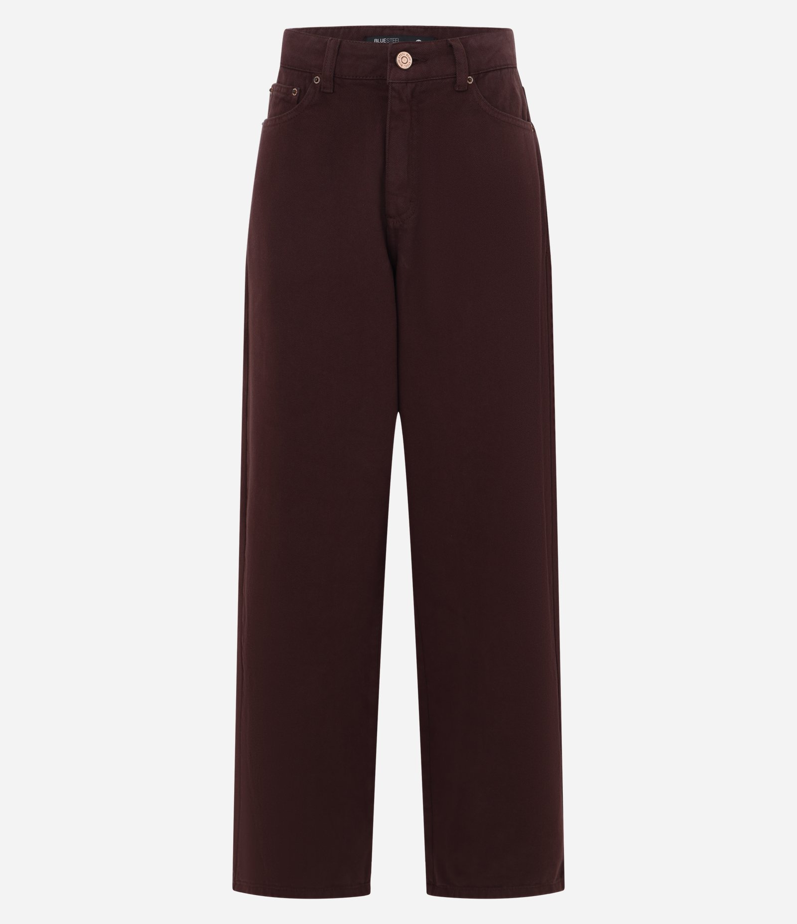 Calça Baggy em Sarja com Bolsos Vinho 5