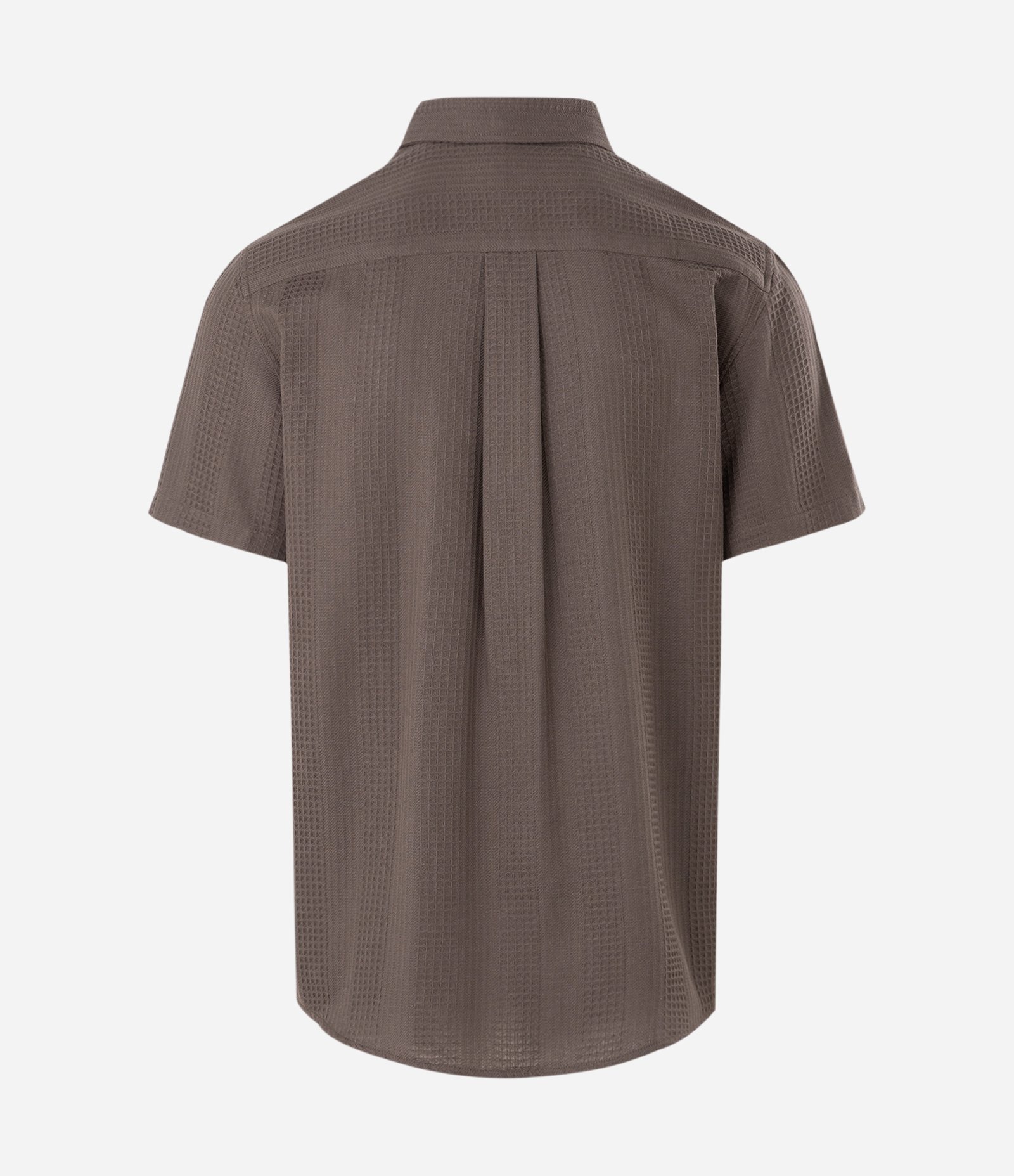 Camisa Regular em Algodão com Textura Quadriculada Vertical Marrom Café 6