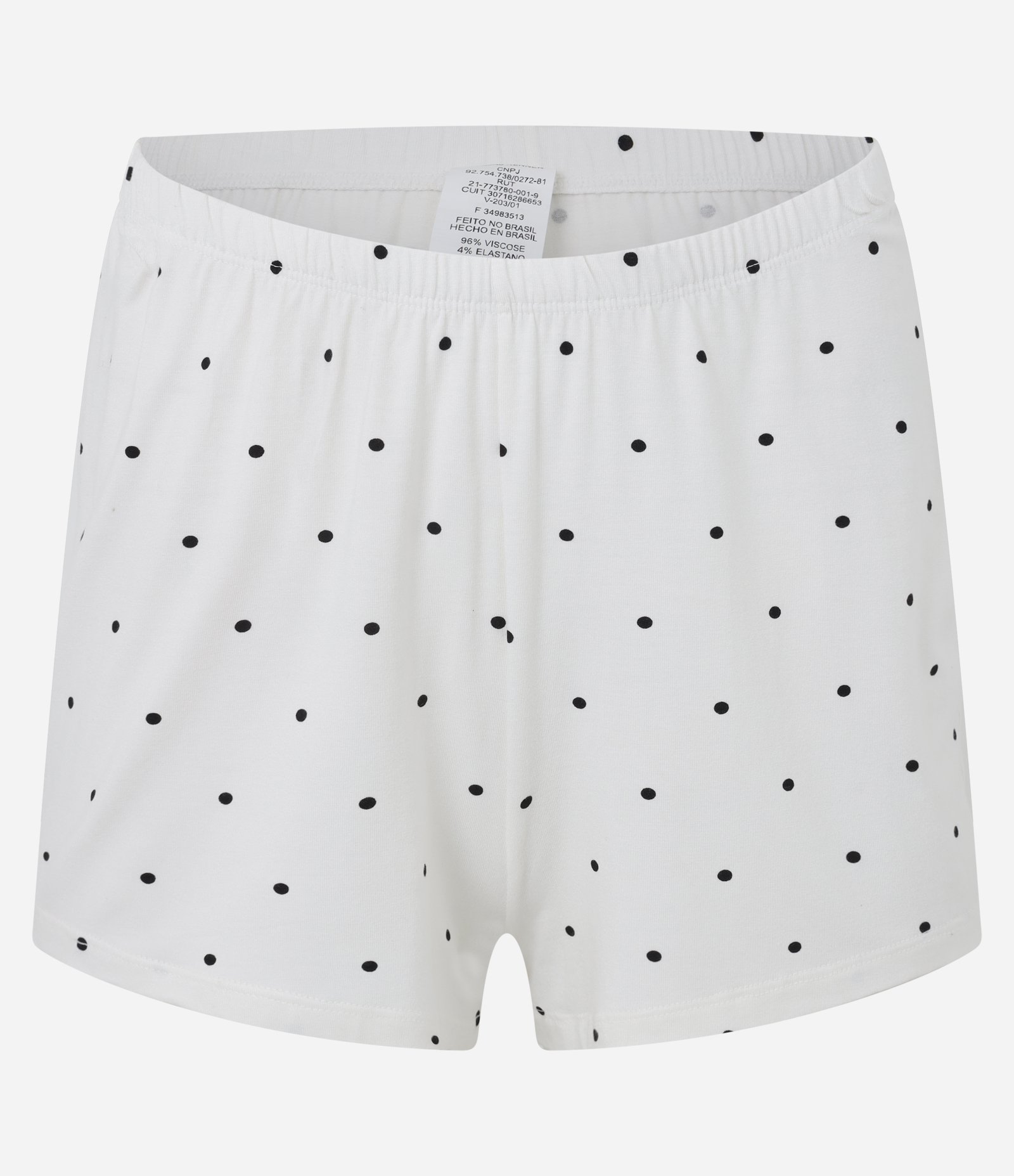 Pijama Curto em Viscose com Renda e Estampa Poá Branco 7